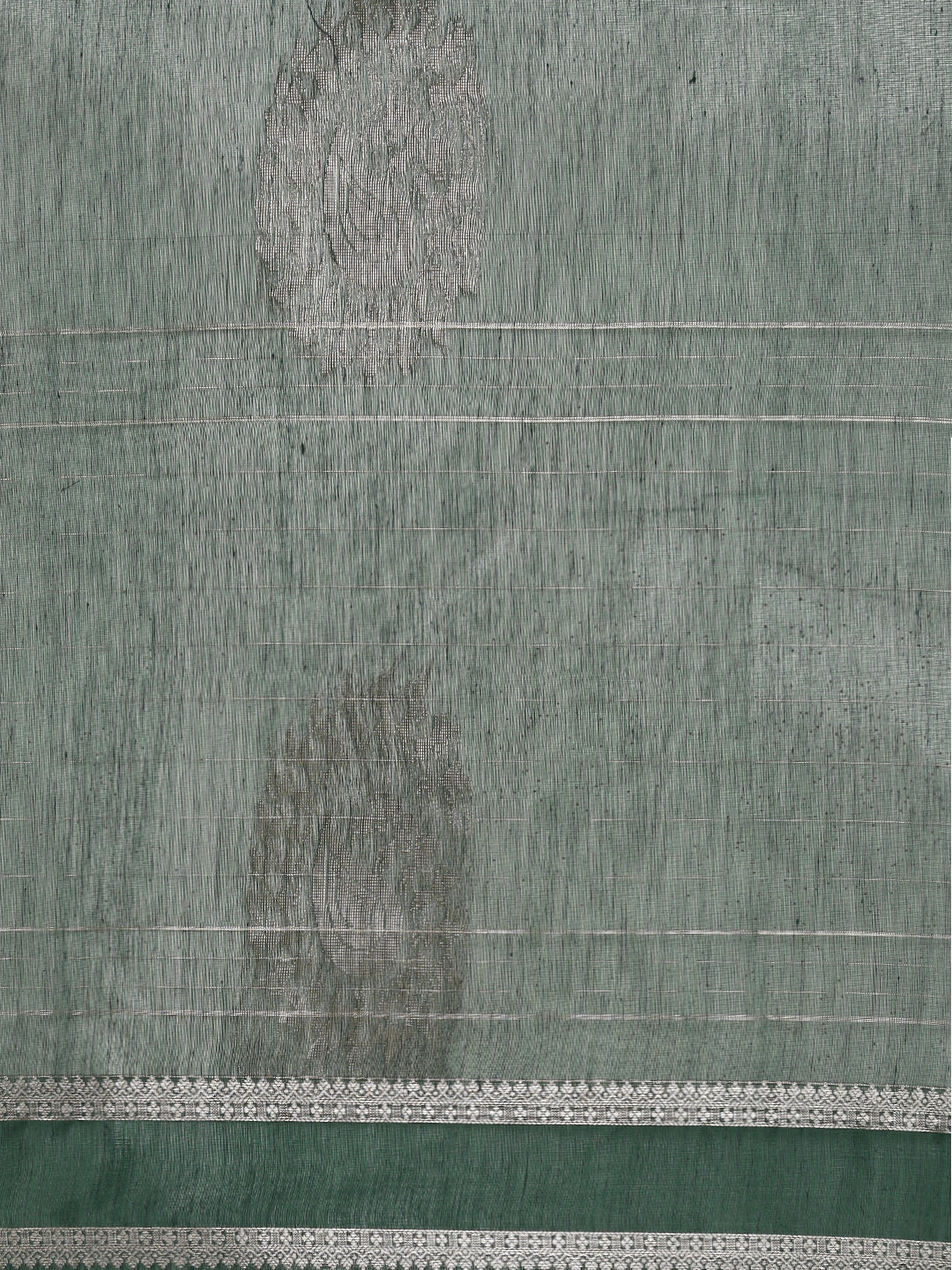 Women Dark Green Kora Cotton Saree SK99