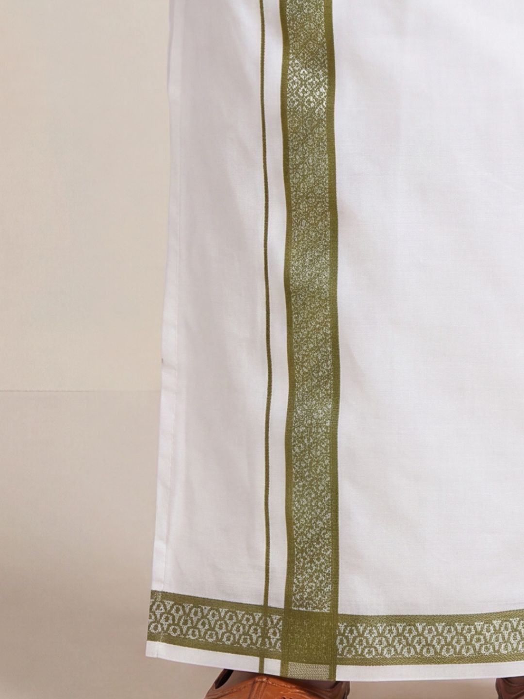 Boys 100% Cotton Pesto Green Shirt and Fancy Border Dhoti Set BT9