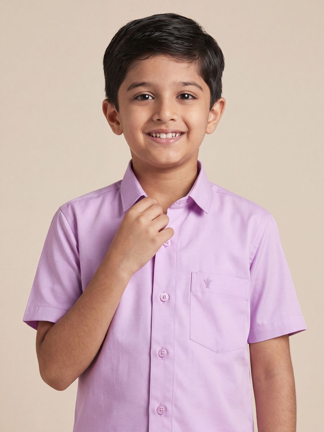 Boys 100% Cotton Lavender Shirt and Fancy Border Dhoti Set BT2