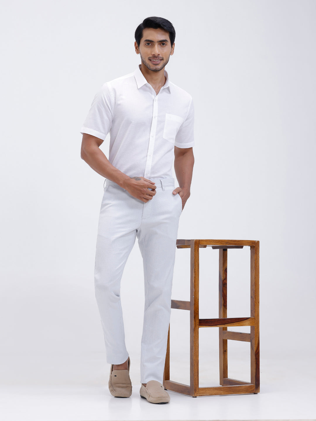 Mens Linen Cotton Half Sleeves Shirt and Pants Combo TR15502