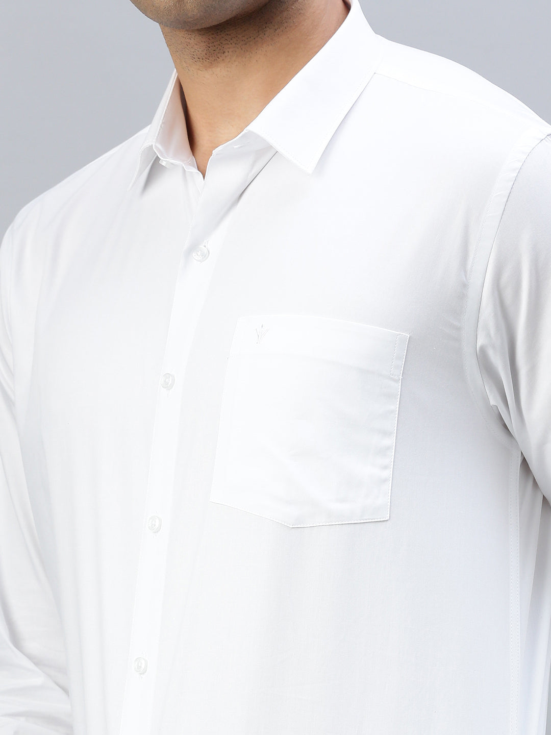 Men 100% Cotton Starch Finish White Shirt Cool Cotton