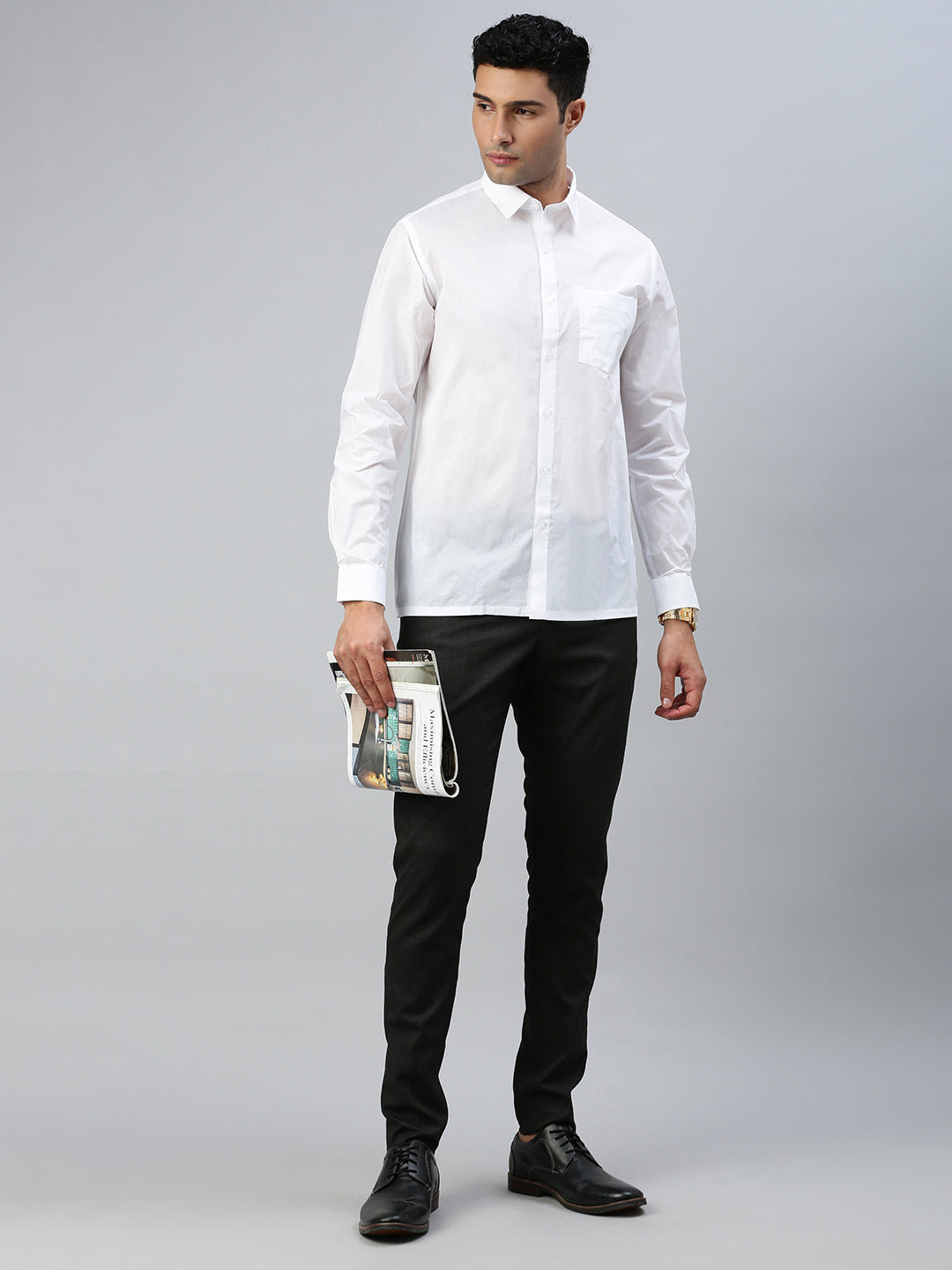 Men 100% Cotton Shirt Justice White
