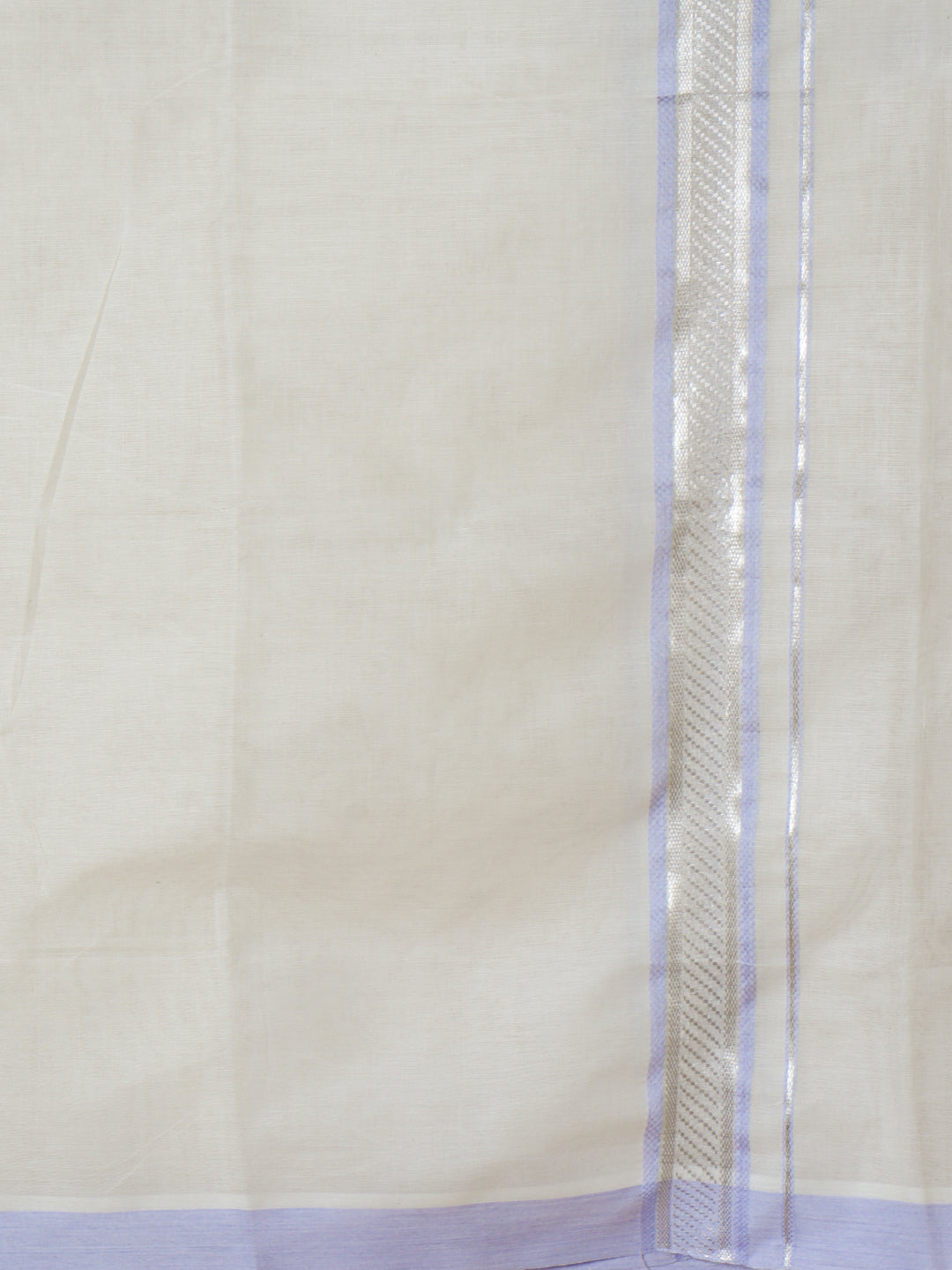 Men Kora Cotton Double Layer Dhoti with Fancy Jari Border EV01