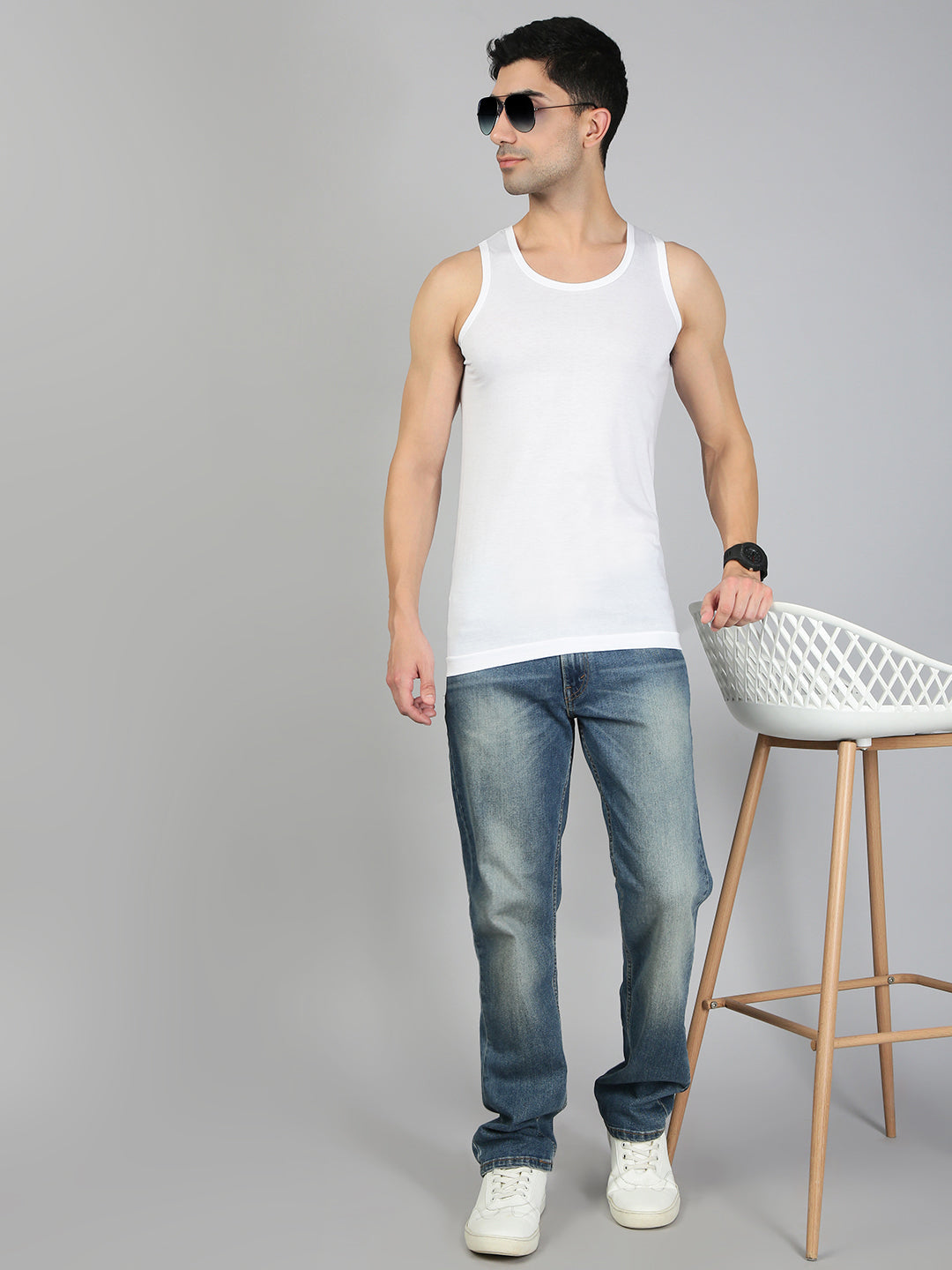Men TENCEL™ Modal Fiber White vest RN