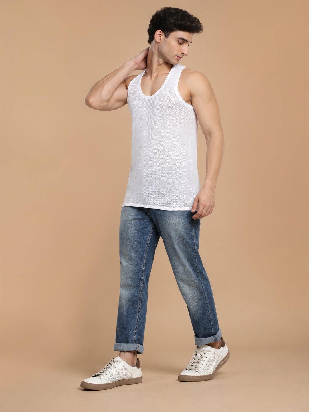 100% Cotton White Netted Vest Breeze RN (Pack of 2)
