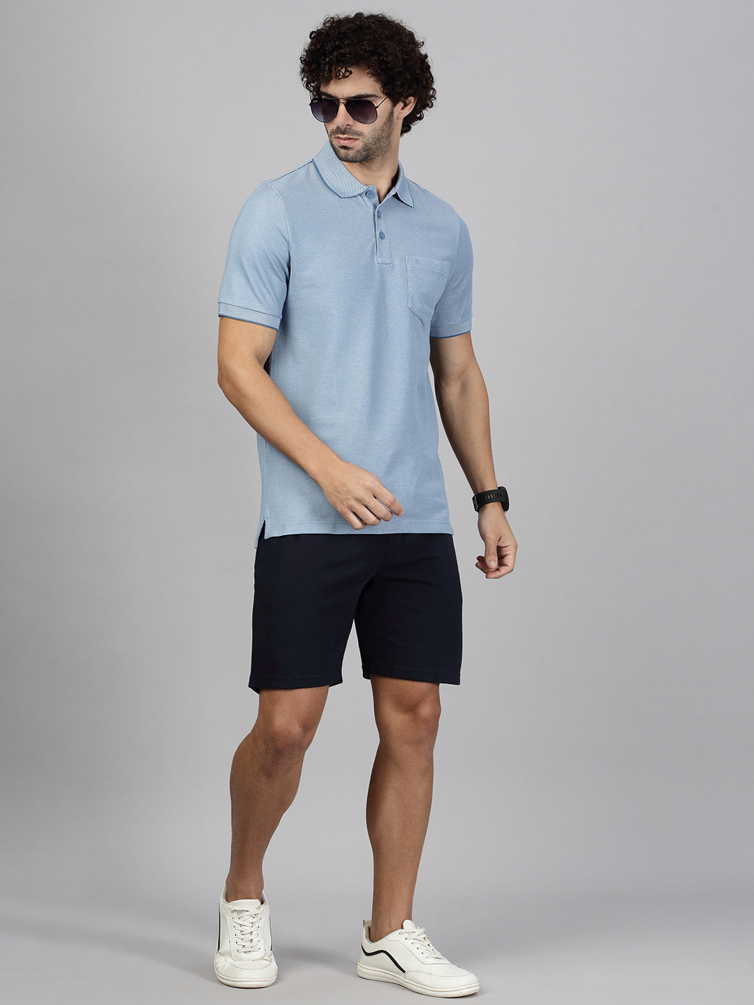 Men Cotton Rich Smart Fit Expert Polo T-Shirt Denim Blue EP27