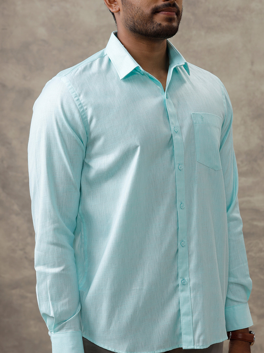 Men Cotton Rich Shirt Light Green T44 TT5