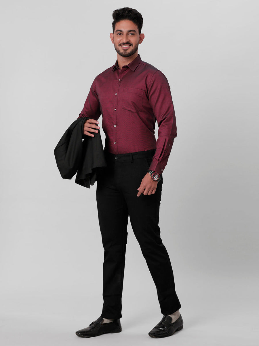 Mens Linen Cotton Trim Fit Black Pants-Full view