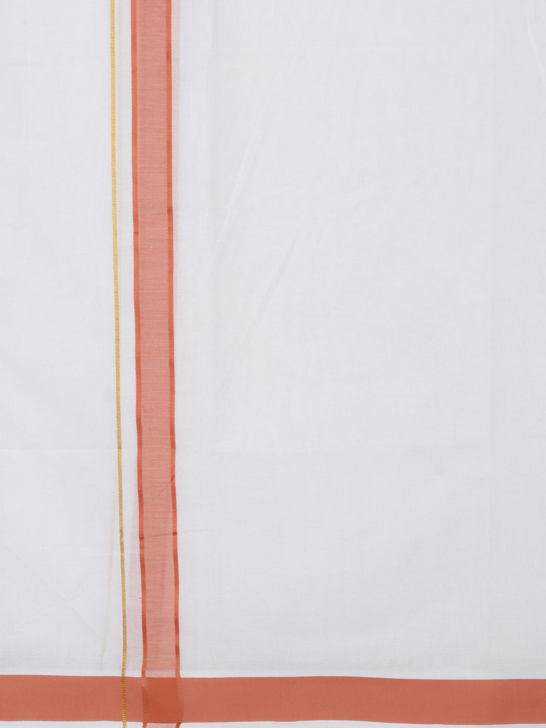 Men Cotton Blend Readymade Double Layer White Dhoti with Fancy Jari Border GFDA17