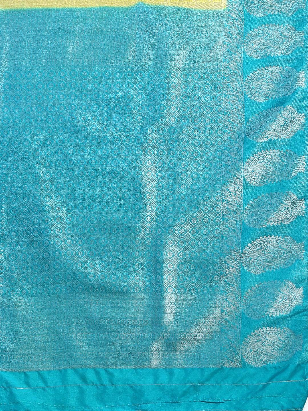 Womens Semi Silk Checked All Over Design Light Green & Blue Silver Jari Saree AS05-Pattern view