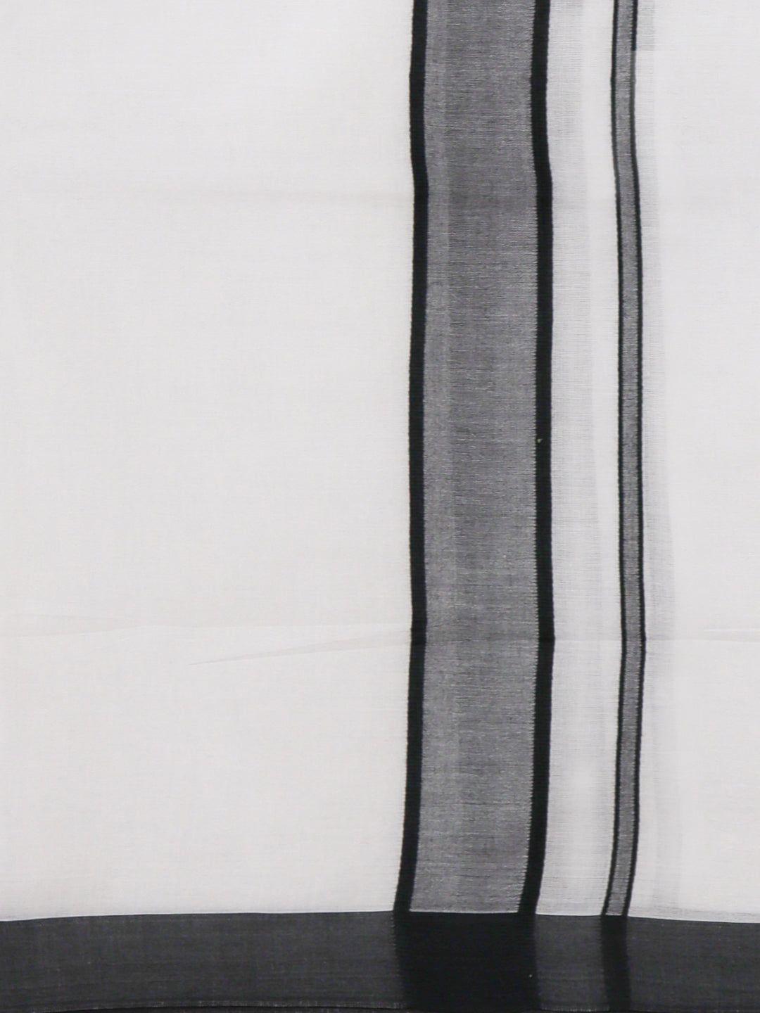 Men Cotton Blend Double Layer White Dhoti with Fancy Border Rivan Plain