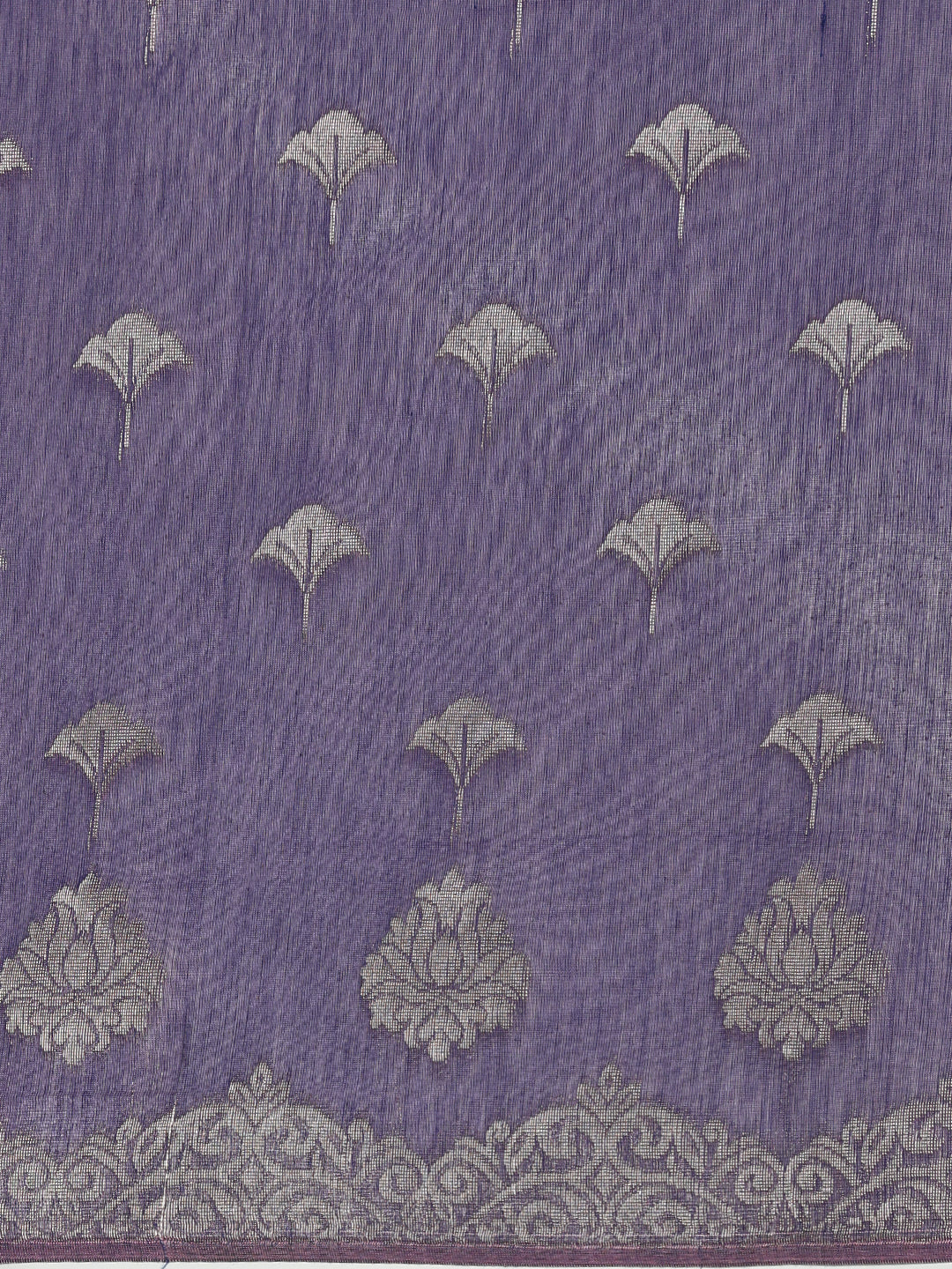 Women Lavender Kora Cotton Saree SK101