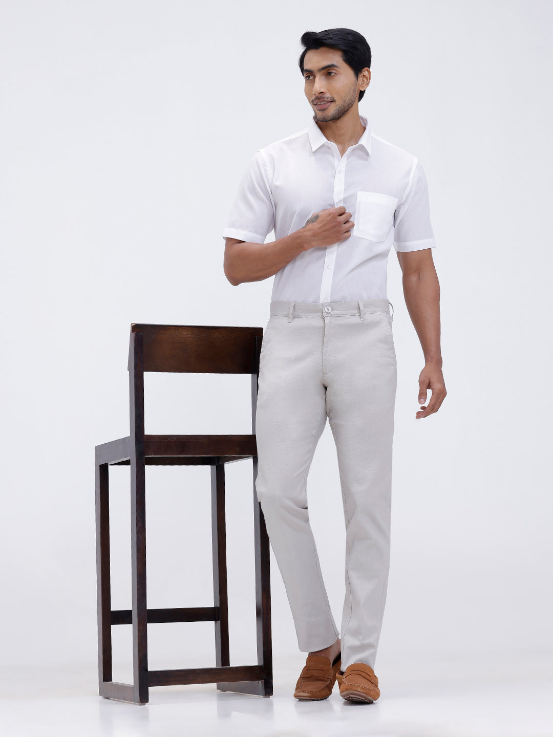 Mens Cotton Half Sleeves Shirt and Linen Cotton Pants Combo TR15503