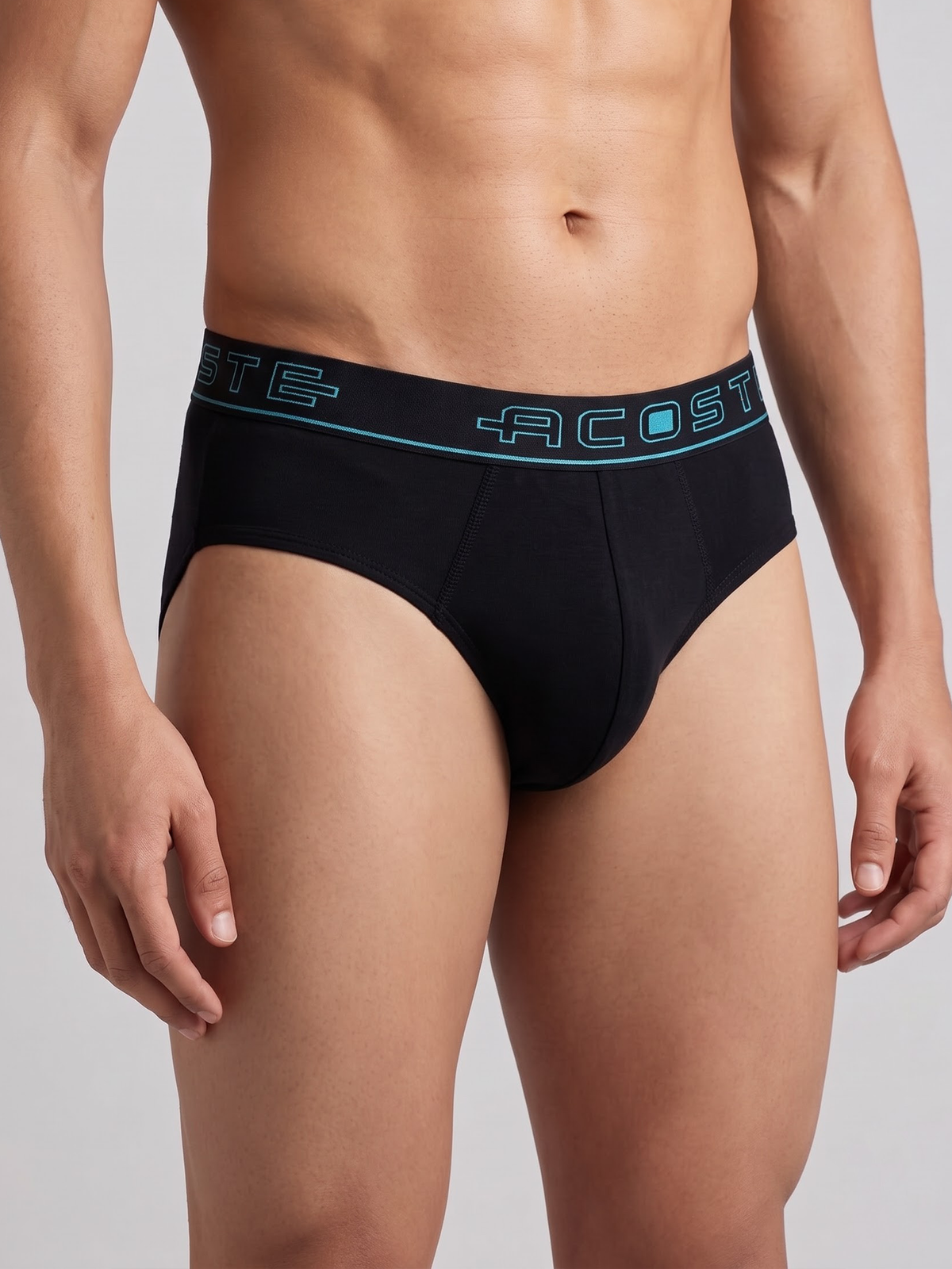 100% Combed Cotton Rib Assorted Colour Outer Elastic Brief Plus Size Acoste (Pack of 2)