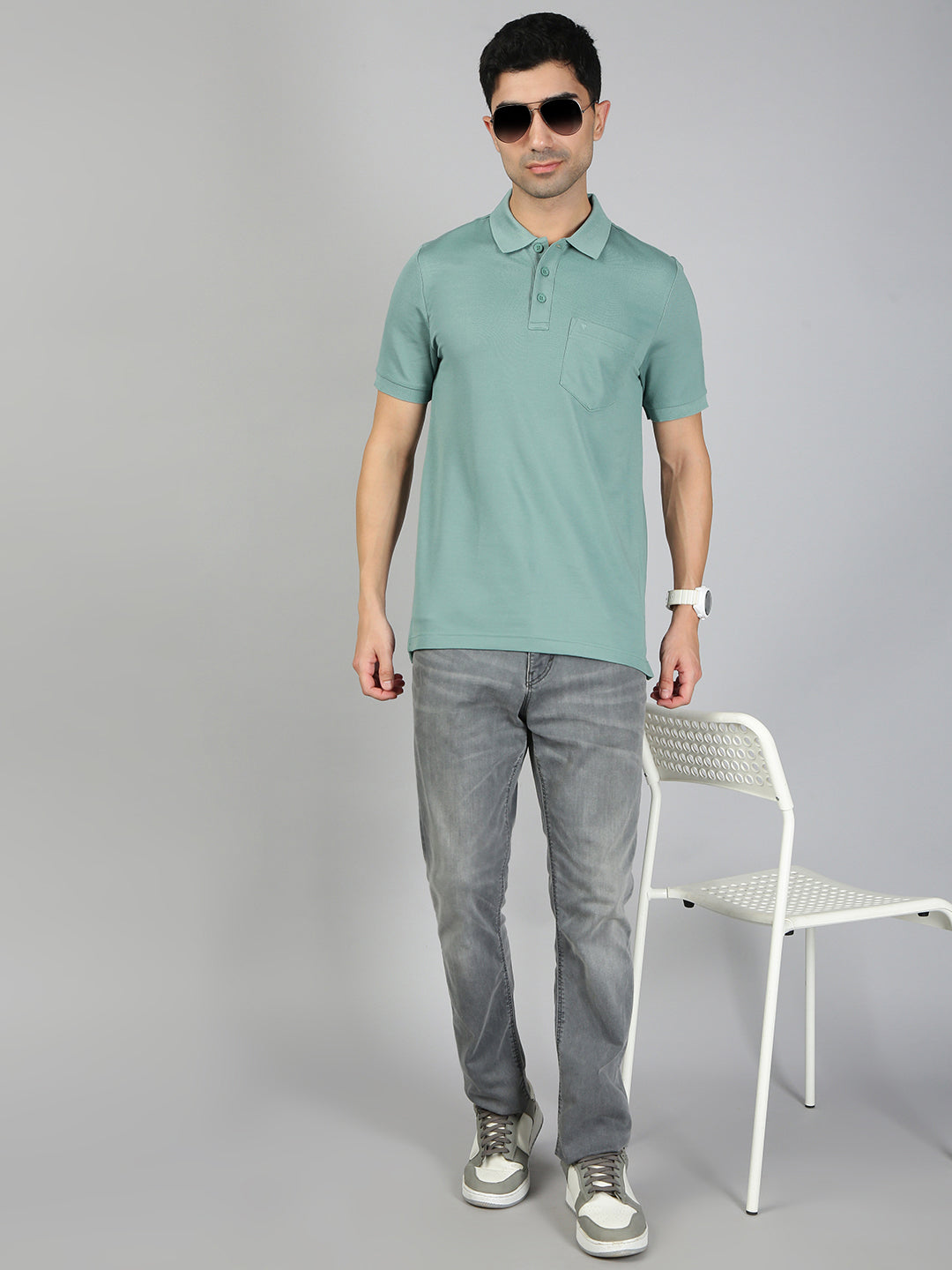 Men Cotton Rich Smart Fit Expert Polo T-Shirt Sage Green EP39