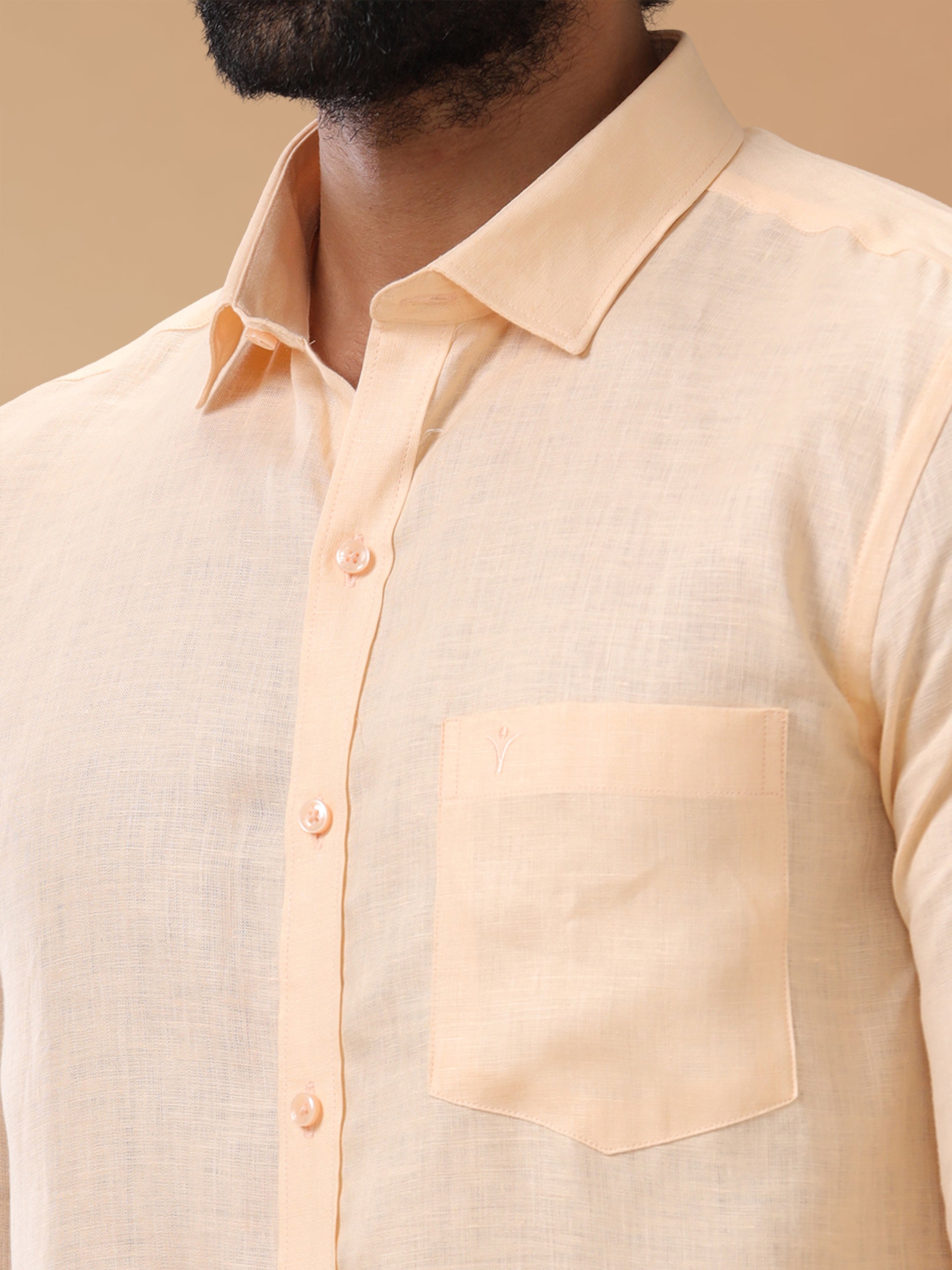 Pure Linen Pale Orange Smart Fit Shirt L88