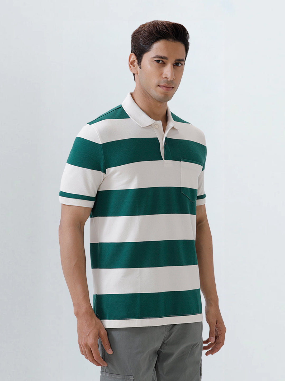 Men Smart Fit Exclusive Striped Polo T-Shirt Evergreen ED5