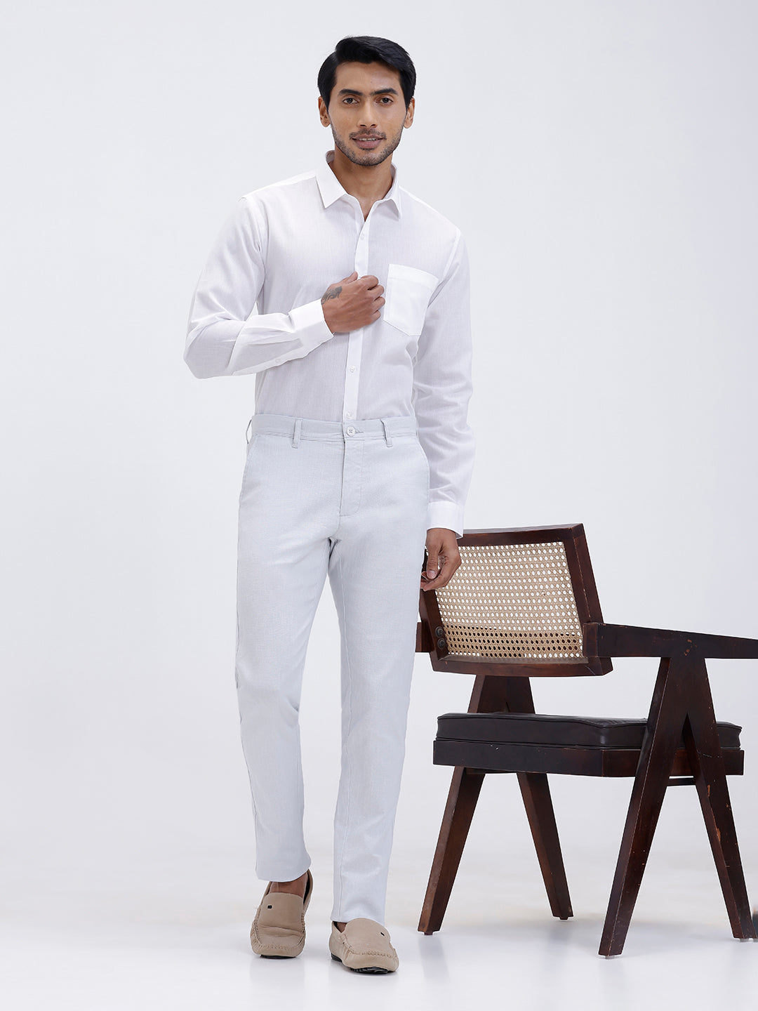 Mens Cotton Full Sleeves Shirt and Linen Cotton Pants Combo TR15502