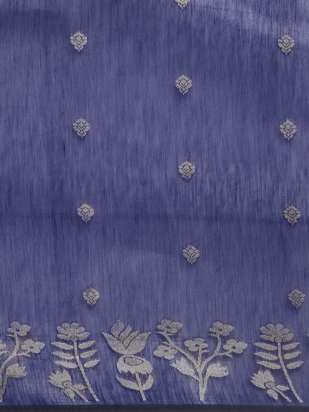 Women Navy Blue Semi Kora Cotton Saree SK111