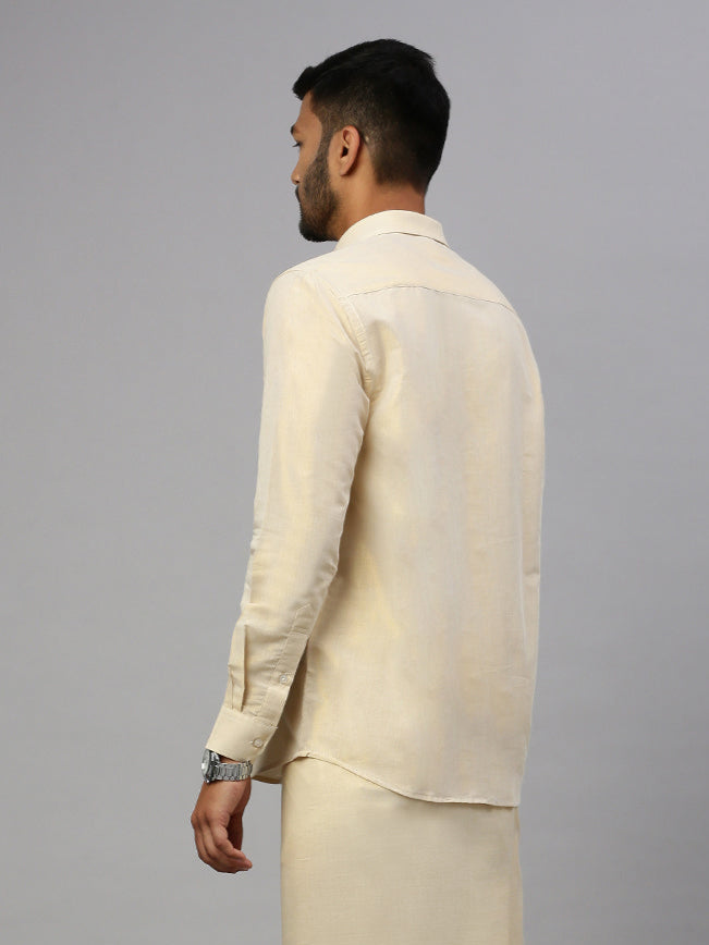 Men Gold Tissue Shirt Sankalpam