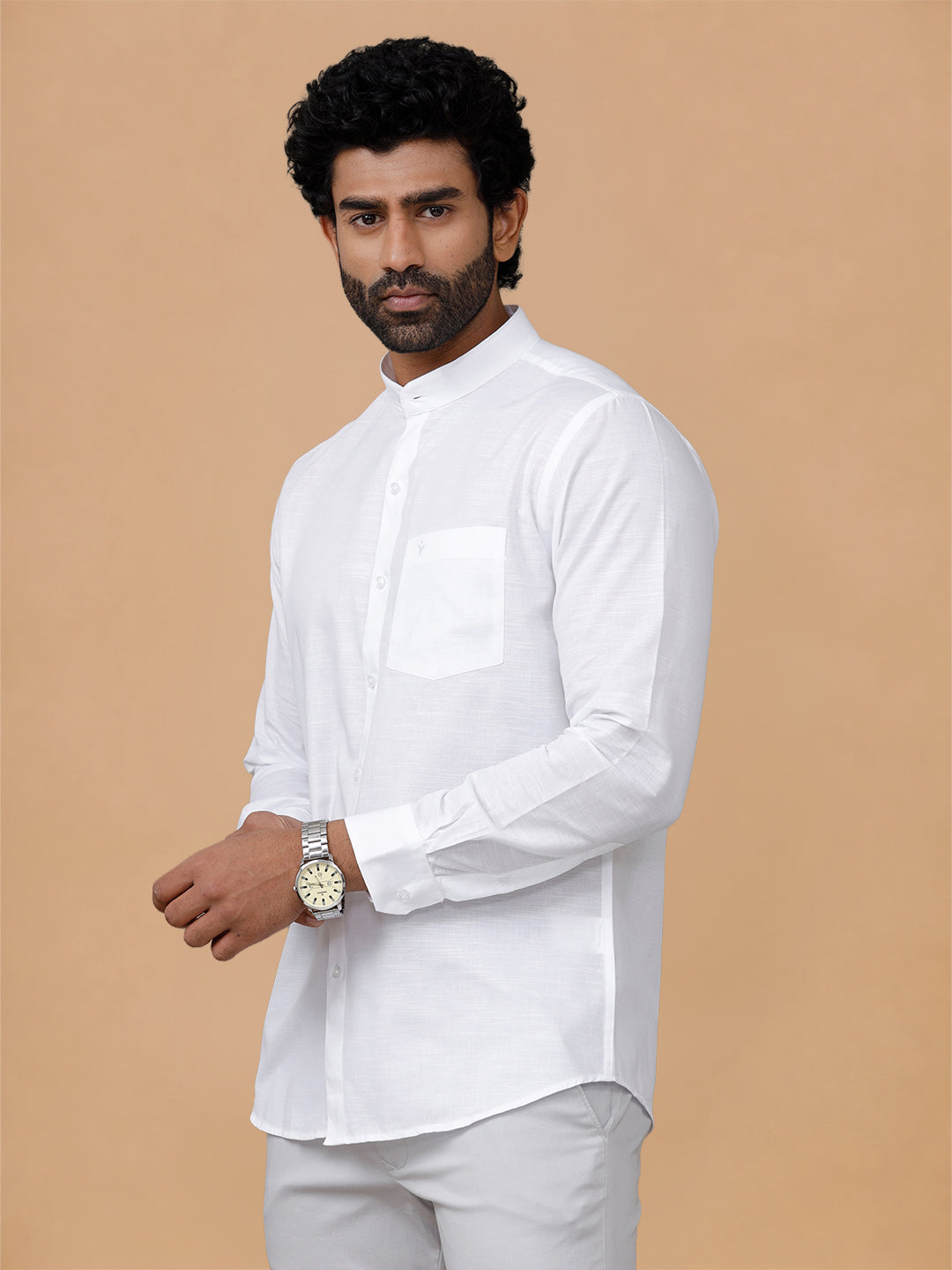 Cotton Linen Chinese Collar White Shirt – Craze