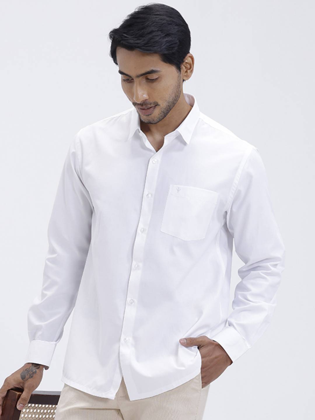 Mens Cotton Rich Shirt and Linen Cotton Beige Trouser Combo TR15501