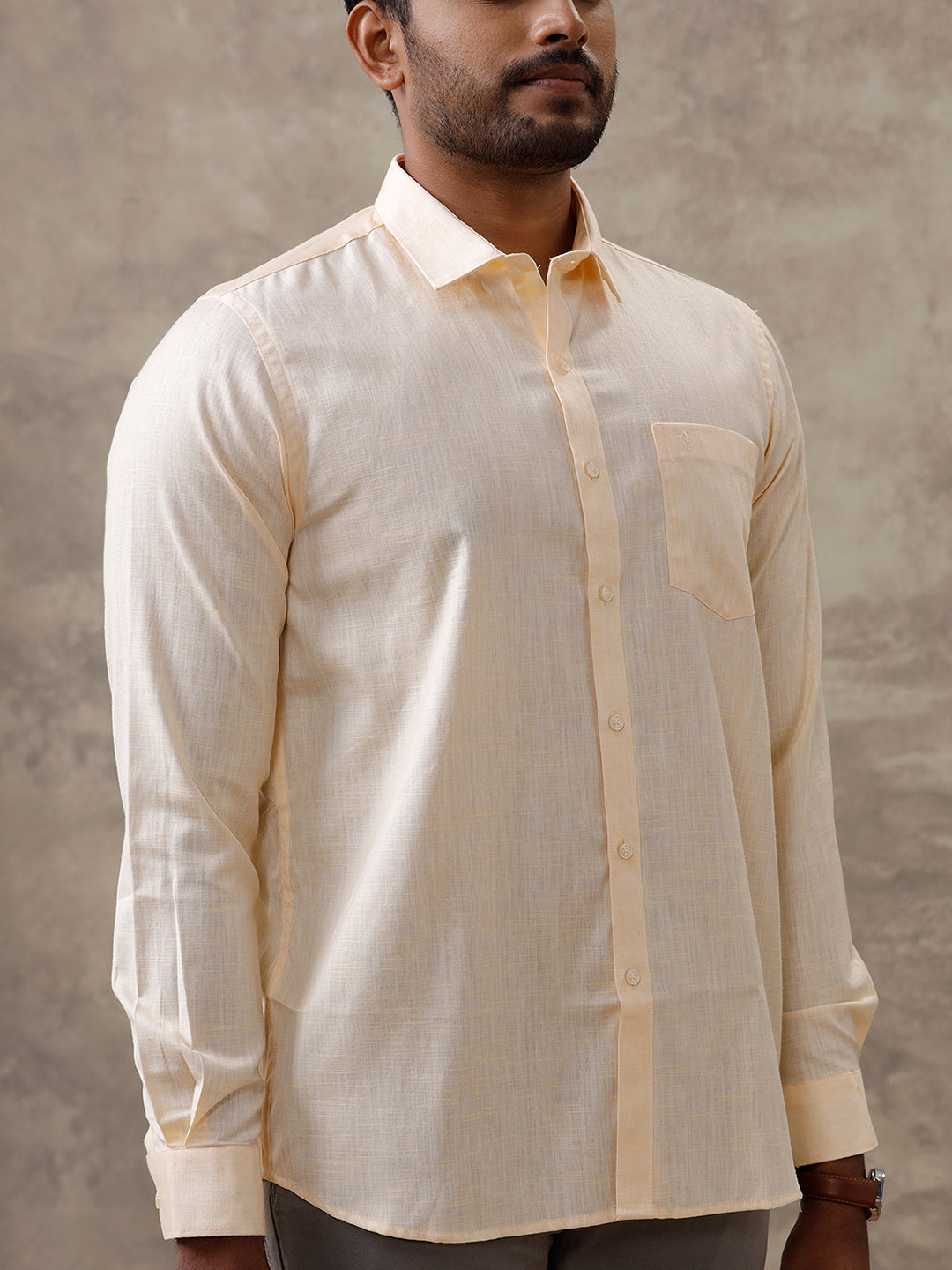 Men Cotton Rich Shirt  Light Orange T44 TT2
