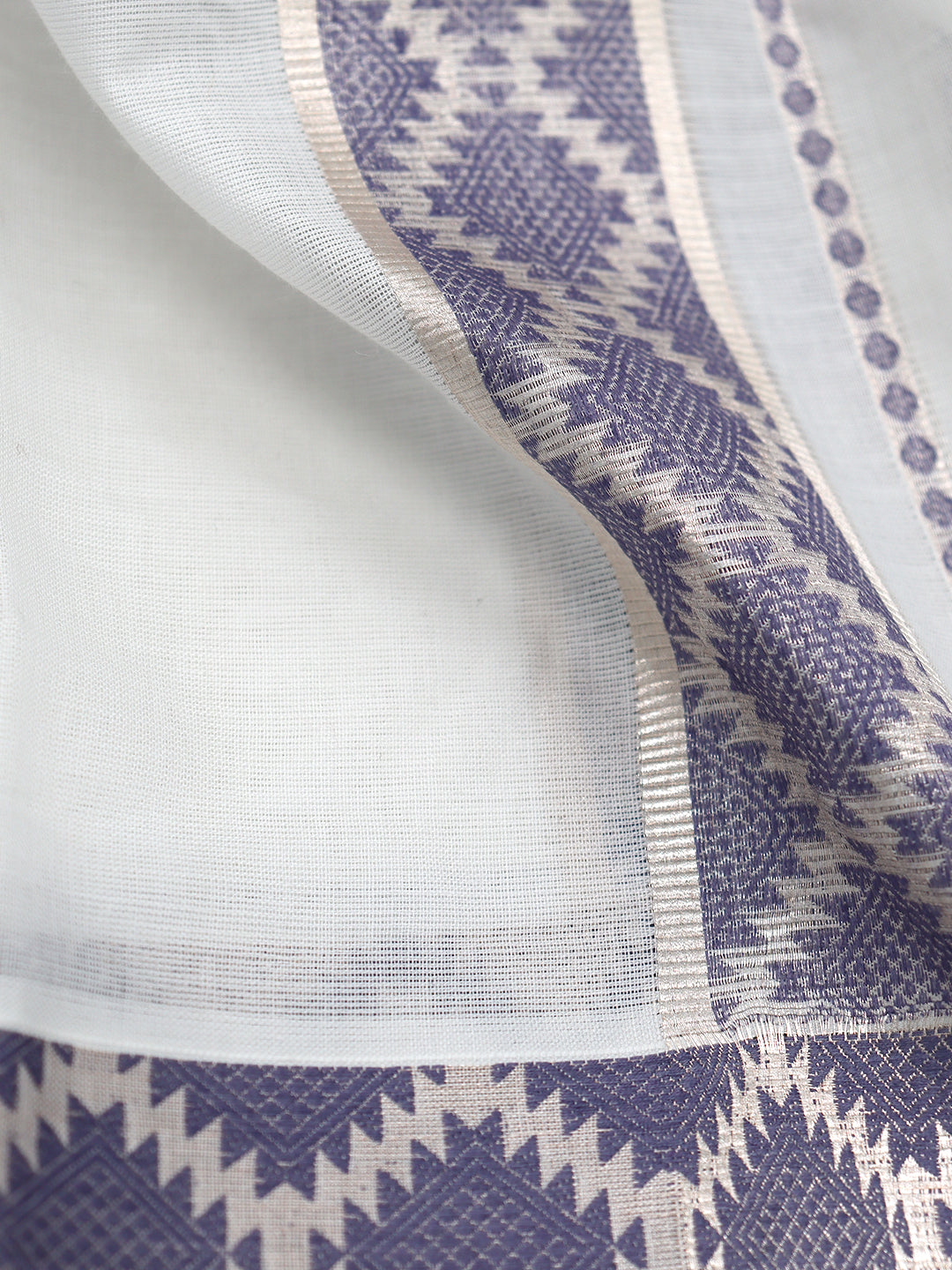 Men Premium Cotton Double Layer White Dhoti with Fancy Jari Border Luxury Club LC15