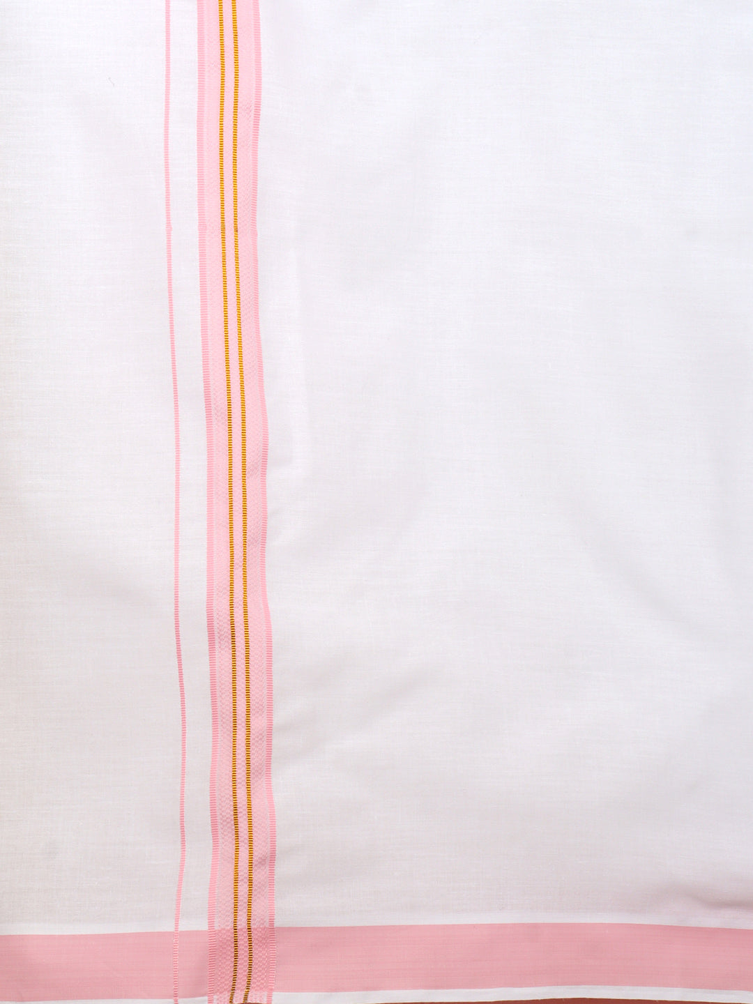 Men Cotton Blend Readymade Single Layer White Dhoti with Fancy Jari Border GACJ44