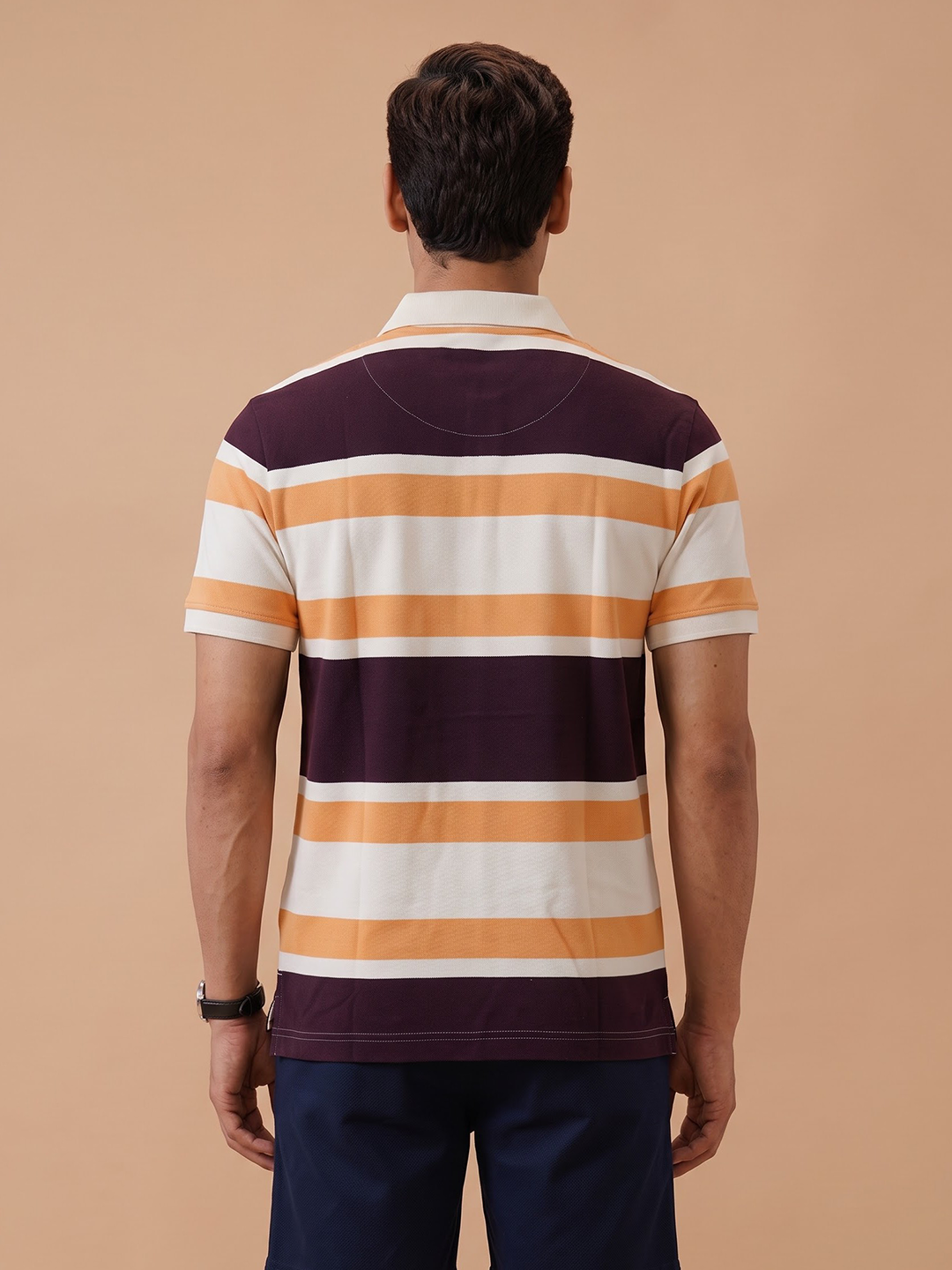 Smart Fit Exclusive Striped Polo T-Shirt Oak Buff ED6