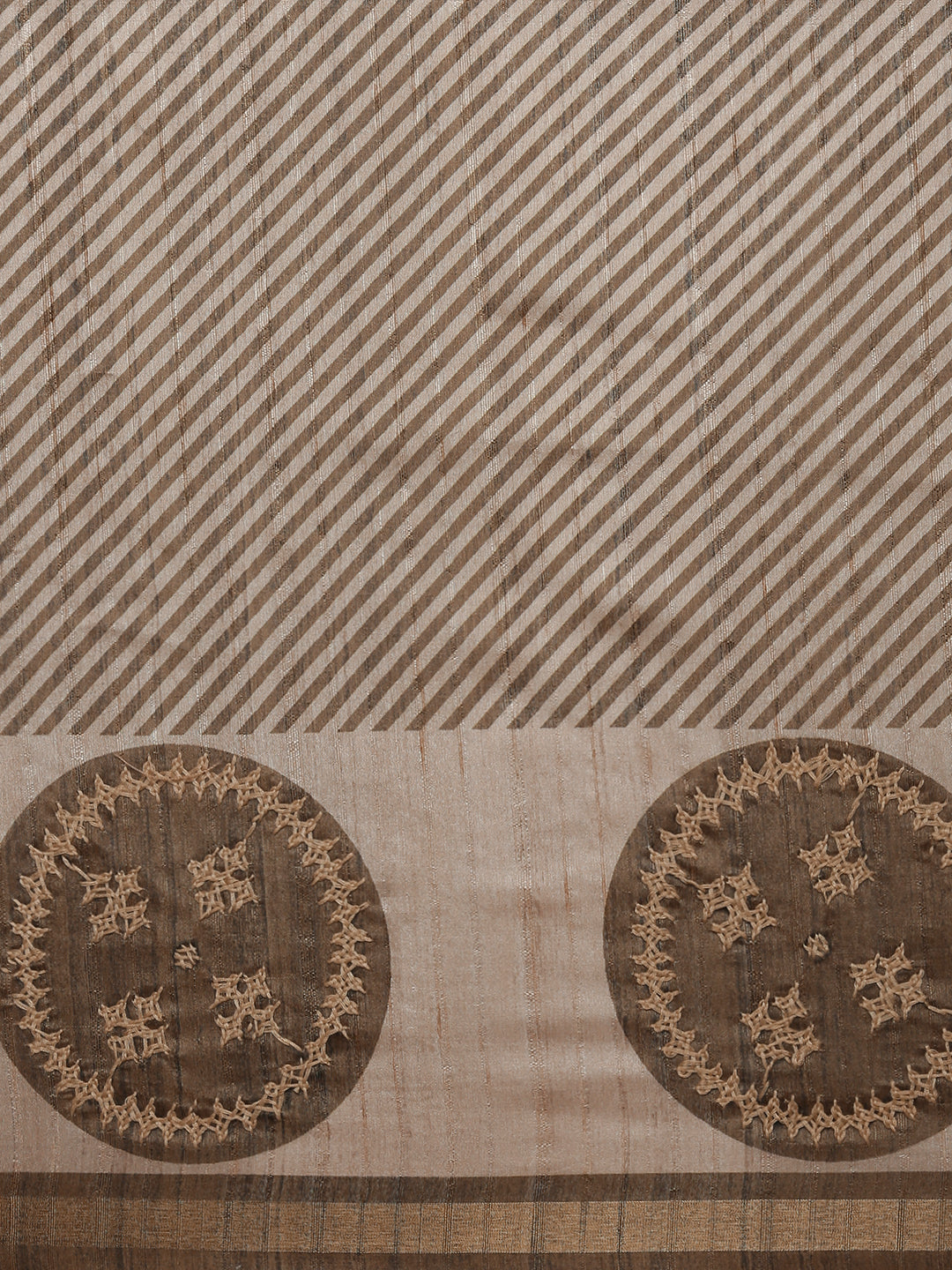 Women Green with Brown Semi Raw Silk Embroidered Saree SRS112