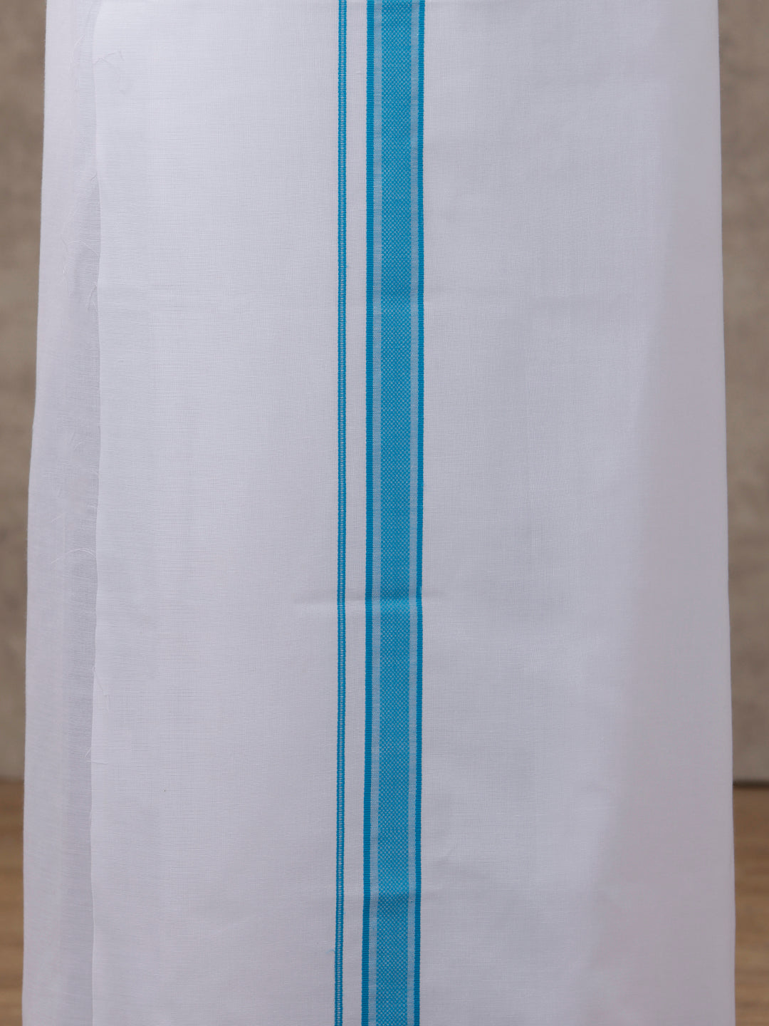 Men Matching Border Dhoti & Full Sleeves Shirt Set Blue C11