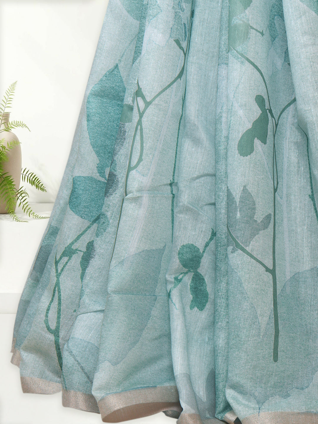 Women Mint Green Semi Tussar Saree ST276