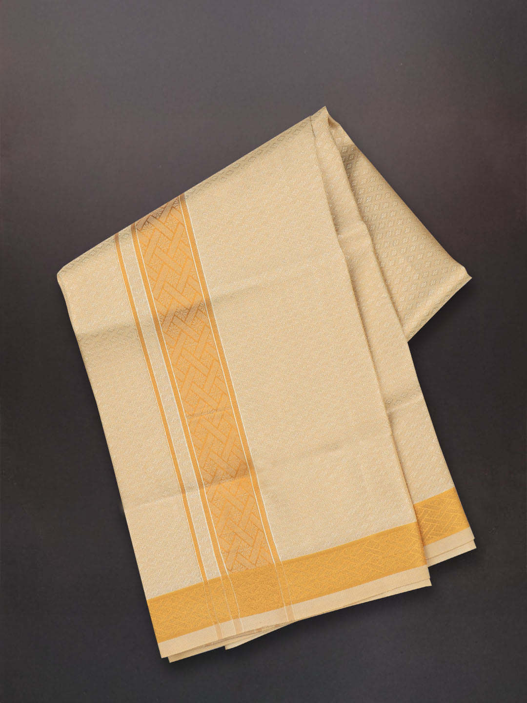 Men Art Silk Dhoti & Shirting Set Gold Moon Stone(2*1)