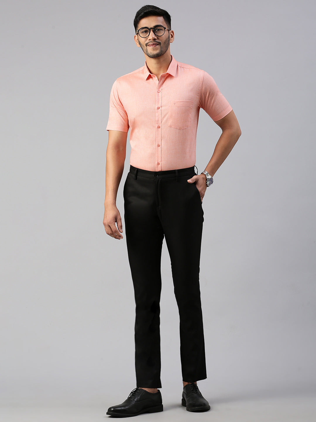 Men 100% Cotton Smart Fit Shirt Orange CL6 GD4