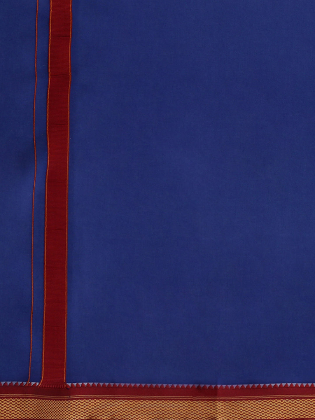 Men 100% Cotton Single Layer Blue Dhoti with Mayilkhan Border Brindhavan