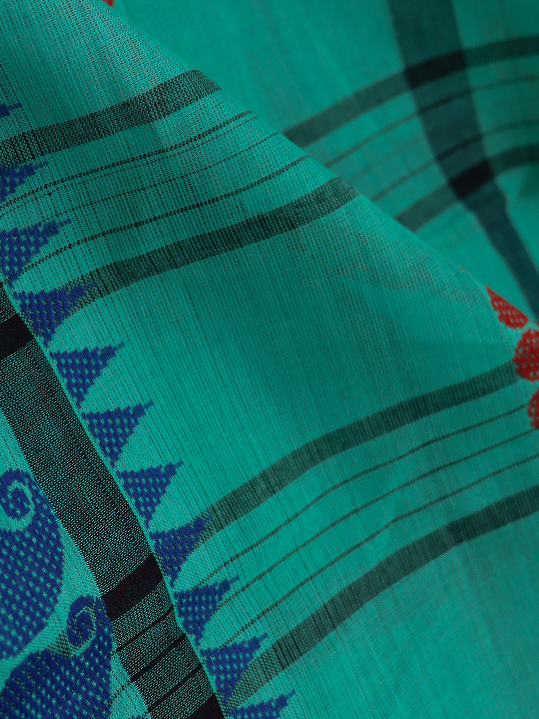 Women Ramar Green Checks Pure Chettinad Cotton Saree PCS229