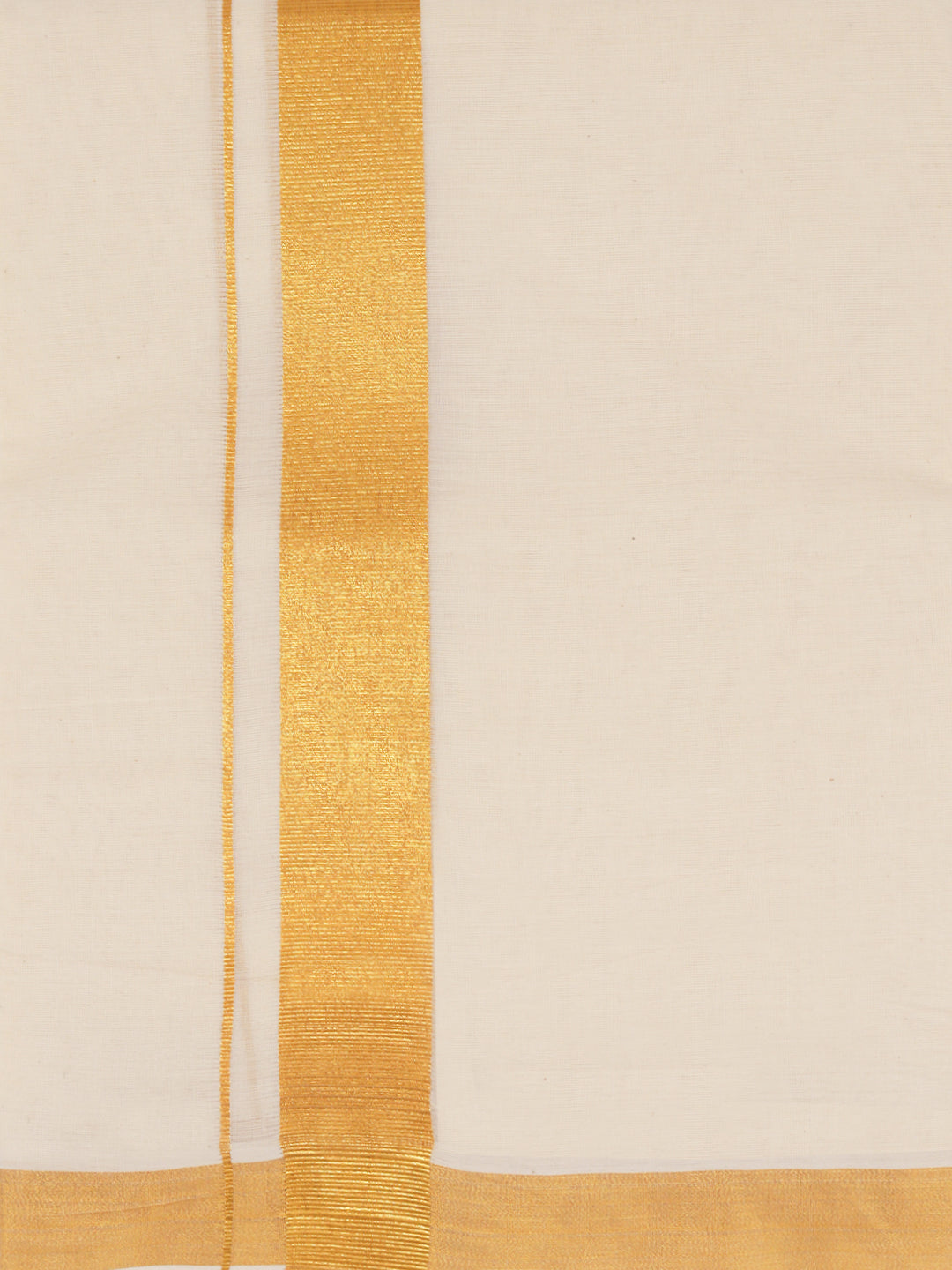 Double Layer 100% Cotton Cream Kora Dhoti with Gold Jari Border