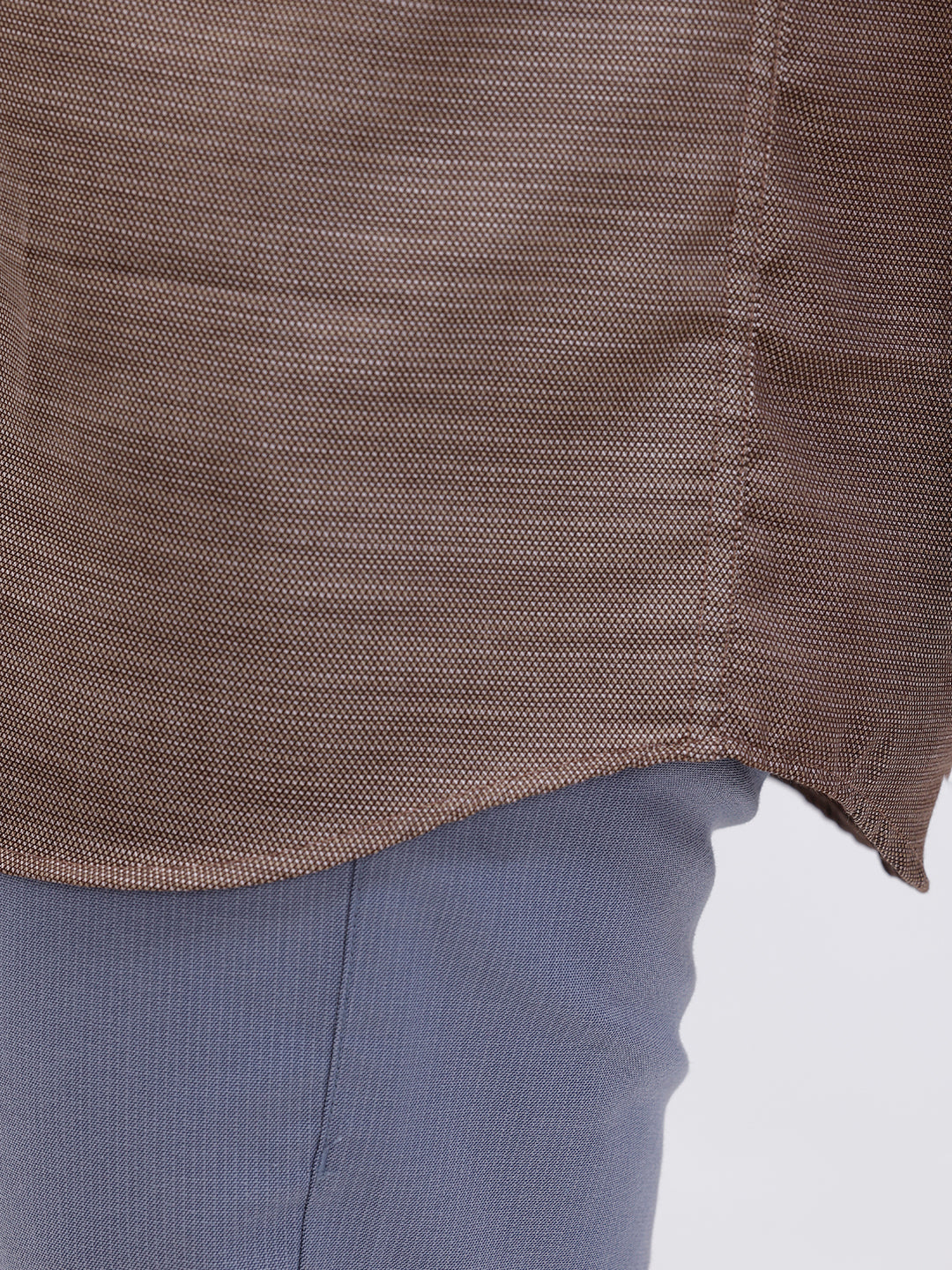 Men Cotton Rich Half Sleeve Shirt Brown Dobby T59 AIT4