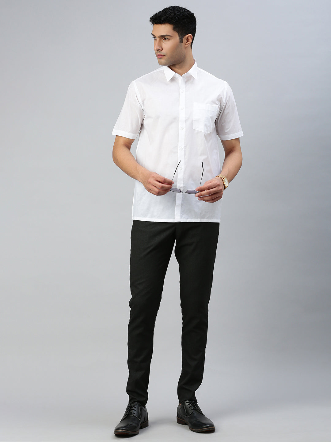Men 100% Cotton Shirt Justice White