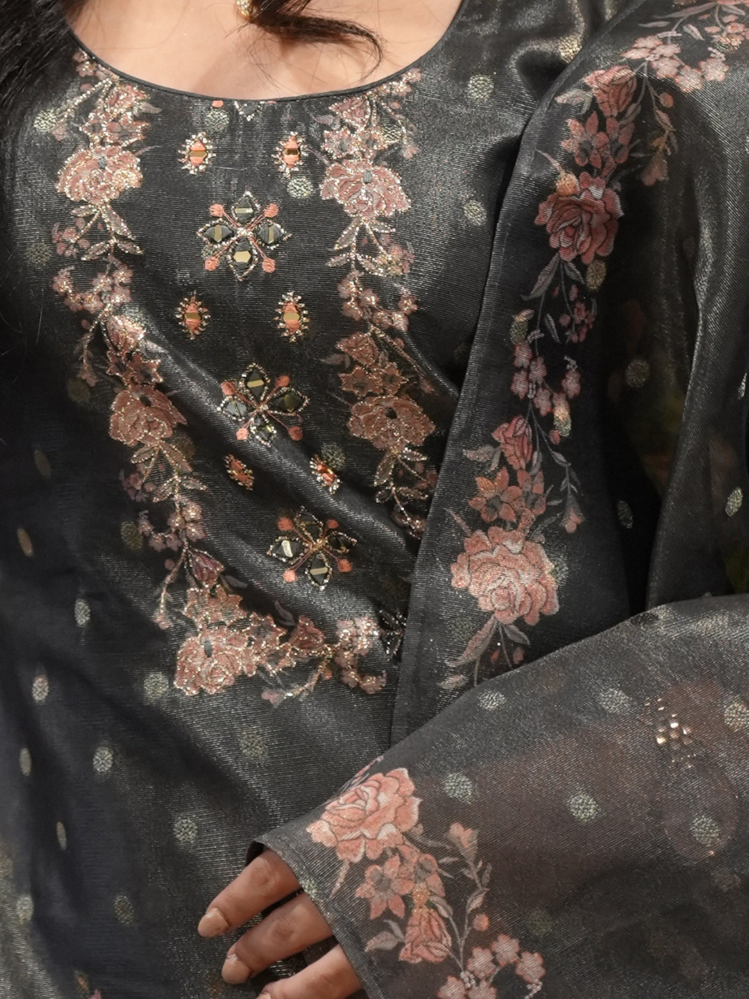 Women Dark Green MM Silk Printed Kurti Set EKS117