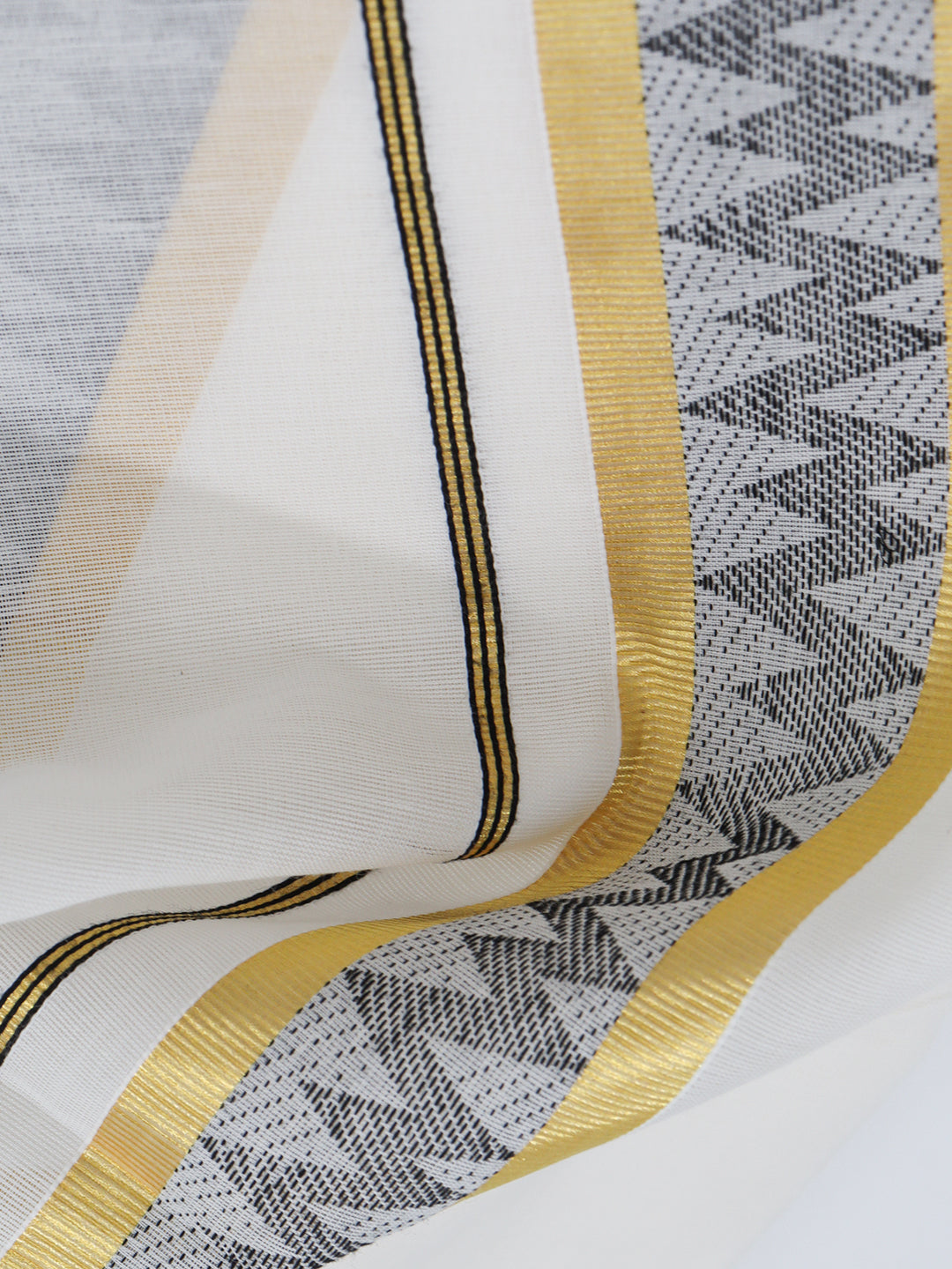 Men Premium Handloom Off White Dhoti with Fancy Border HLM71