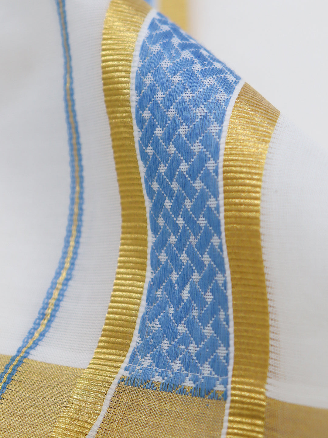 Men Premium Handloom Off White Dhoti with Fancy Border HLM83