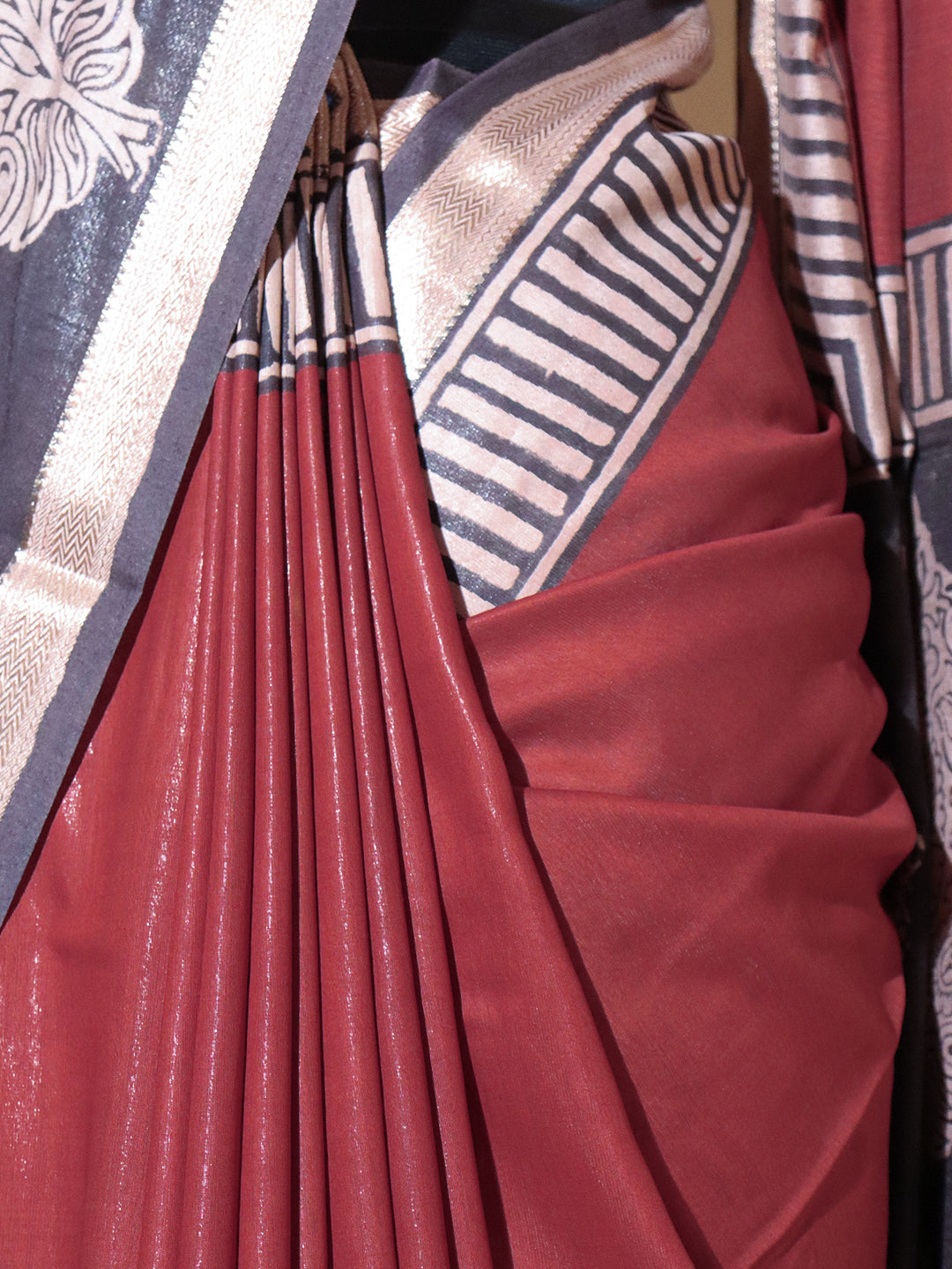 Women Maroon Semi Chanderi Cotton Printed Saree SC79