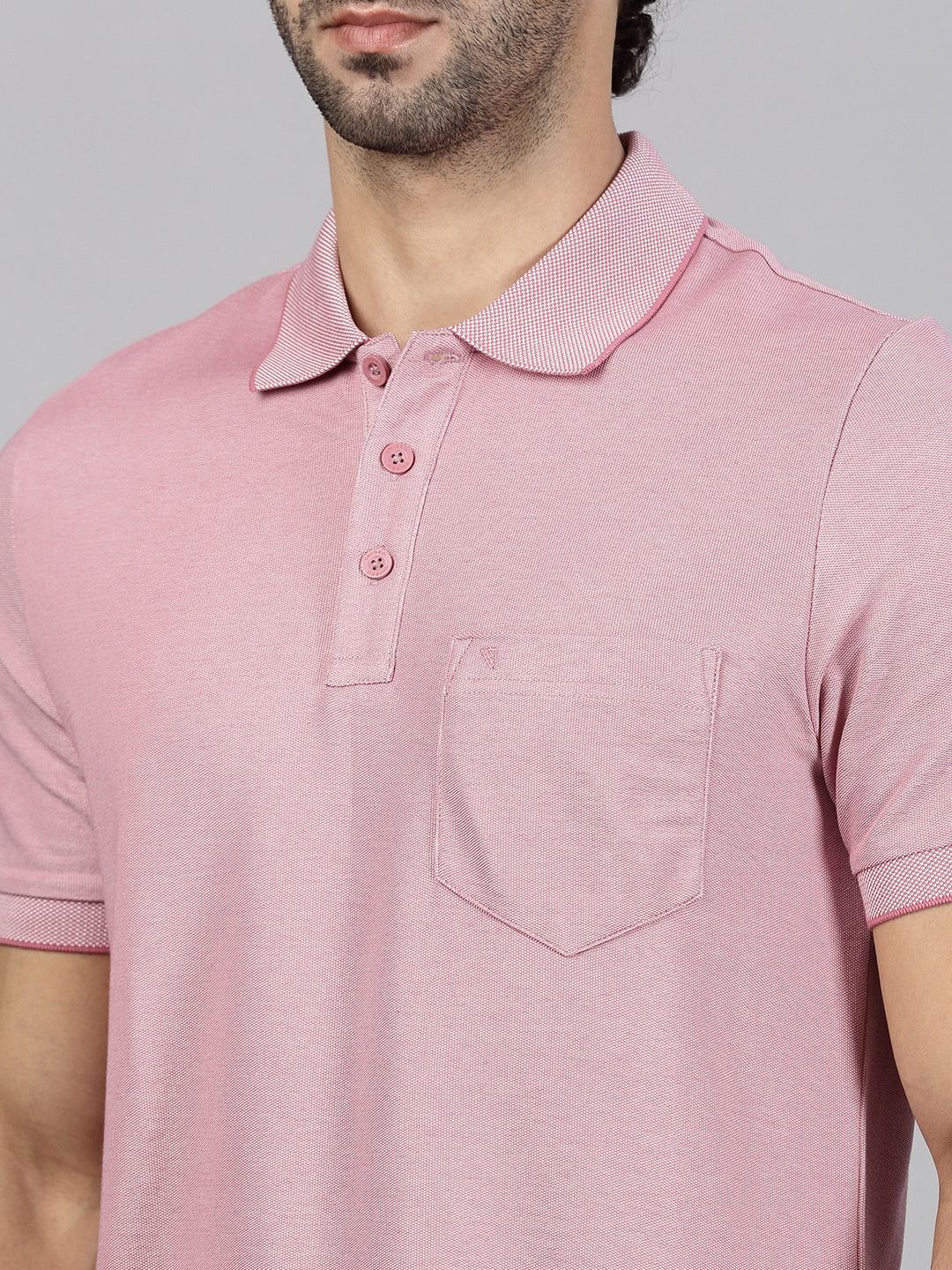 Men Cotton Rich Smart Fit Expert Polo T-Shirt Heather Rose EP44