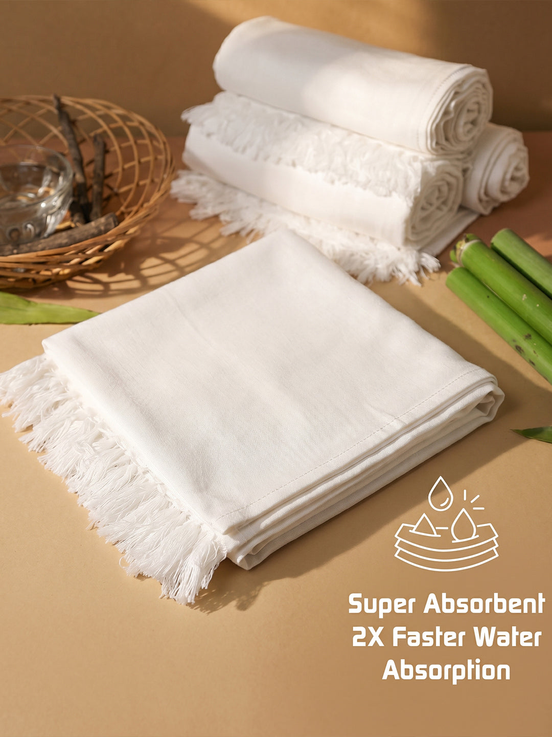 Super Soft & Breathable Bamboo Bath White Towel