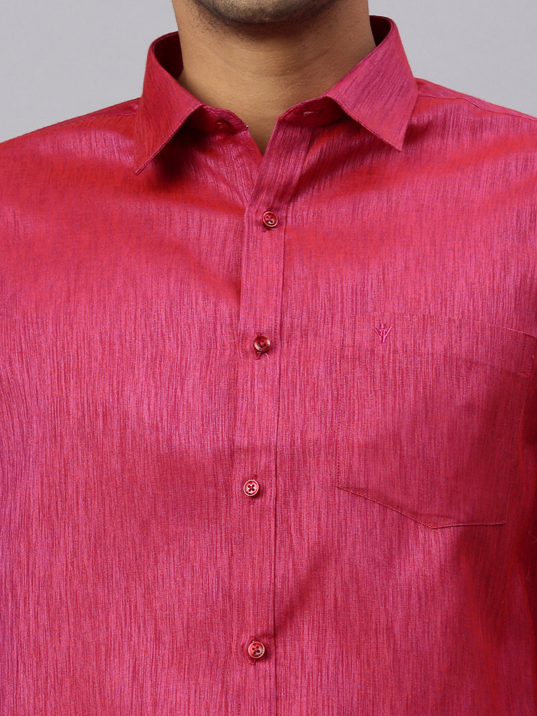 Men Magenta Matching Border Dhoti & Half Sleeves Shirt Set CV2