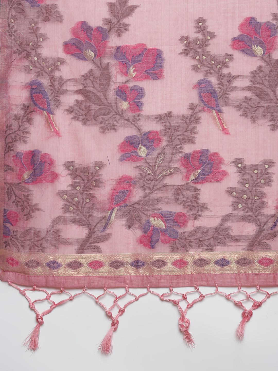 Women Pink Cotton Weaving Saree PCS246