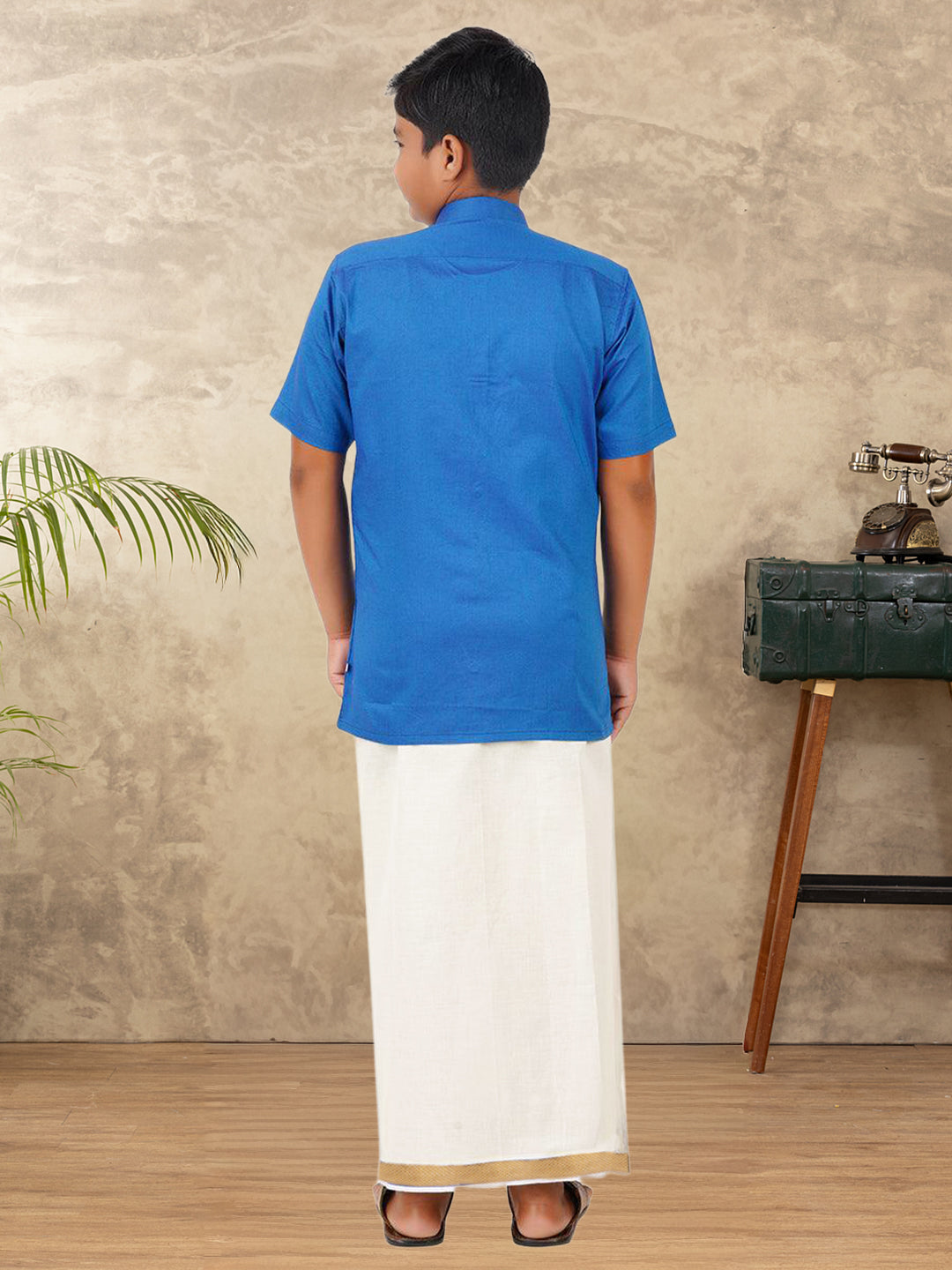 Boys Vetti Vaaram Dhoti & Shirt Combo Blue