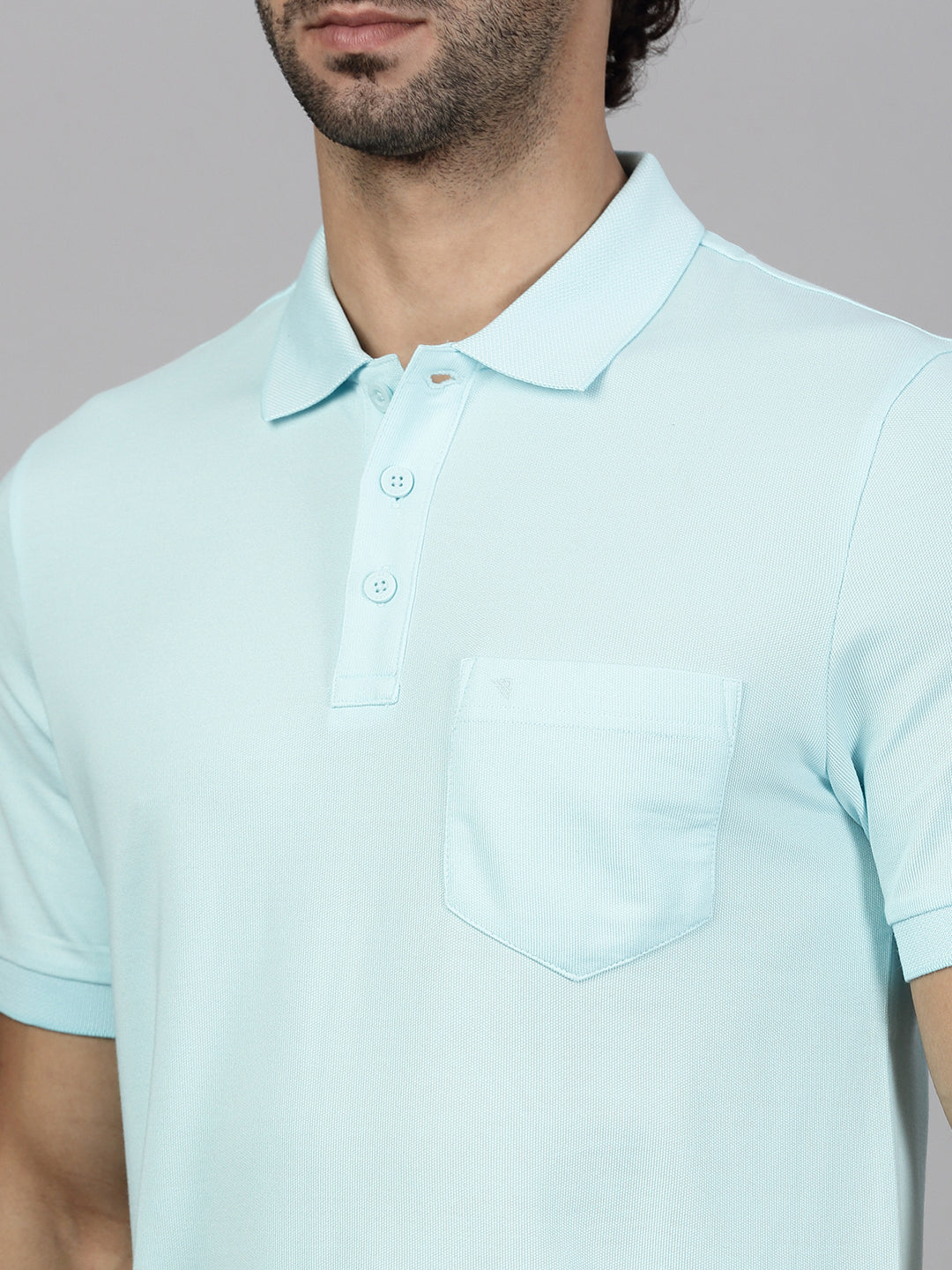 Men Cotton Rich Smart Fit Expert Polo T-Shirt Aqua Marine Blue EP32